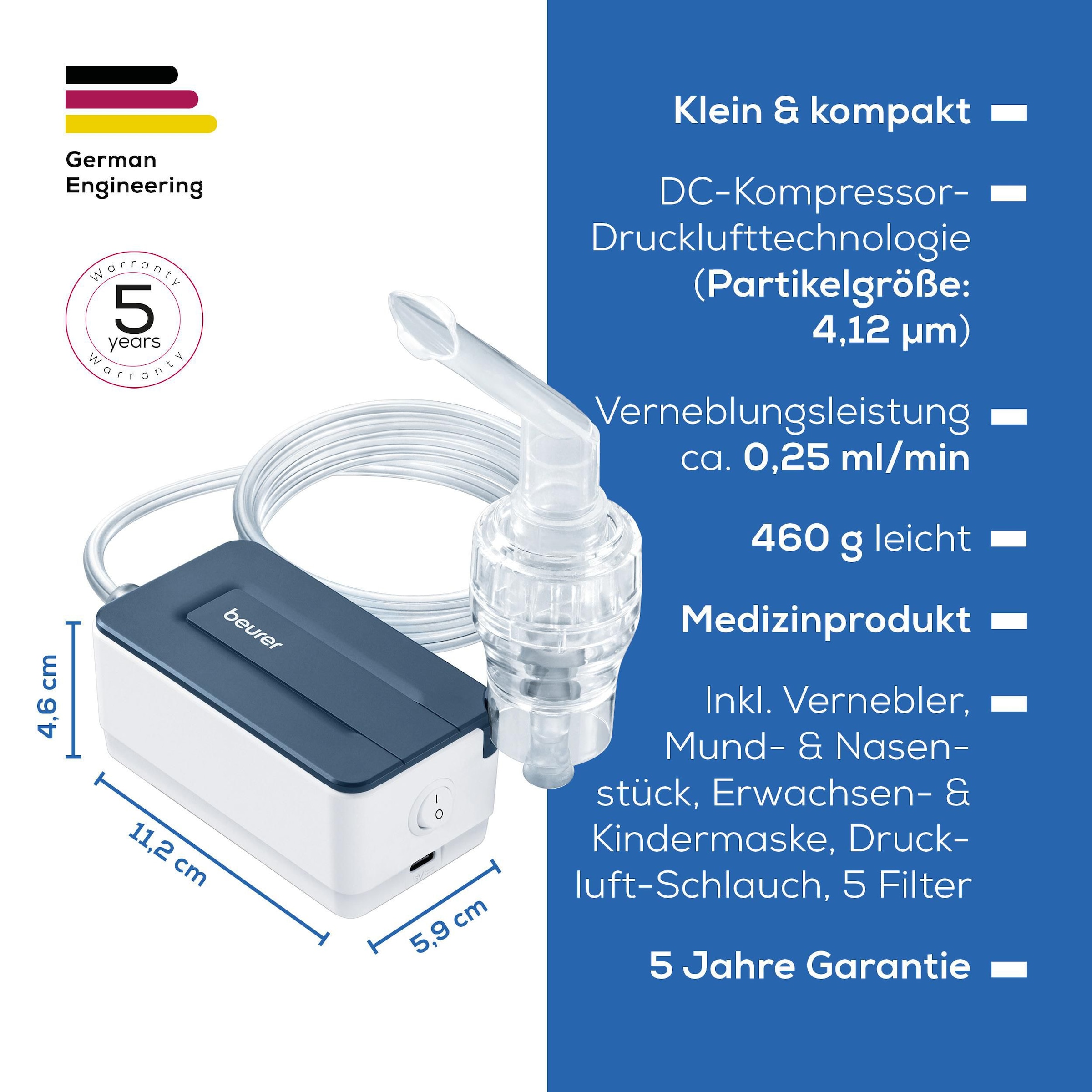 BEURER Inhalationsgerät »IH 15 Inhalator zur Behandlung der oberen und unteren Atemwege« Anwendung bei Erkältung, Asthma, und Atemwegserkrankungen