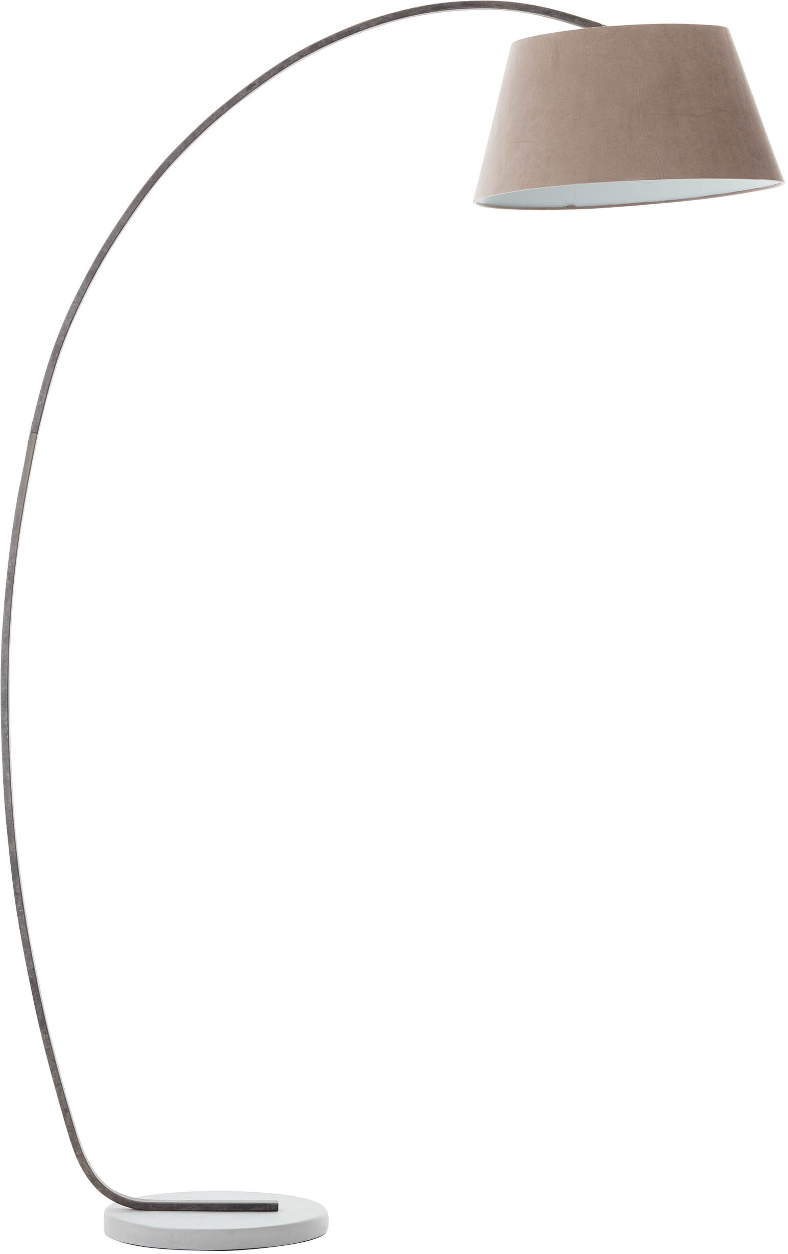 Brilliant Bogenlampe »Brok«, 1 flammig, Leuchtmittel E27 | ohne Leuchtmittel, 196 cm Höhe, 121 cm Ausl., E27, schwenkbar, Beton/Metall/Textil, taupe