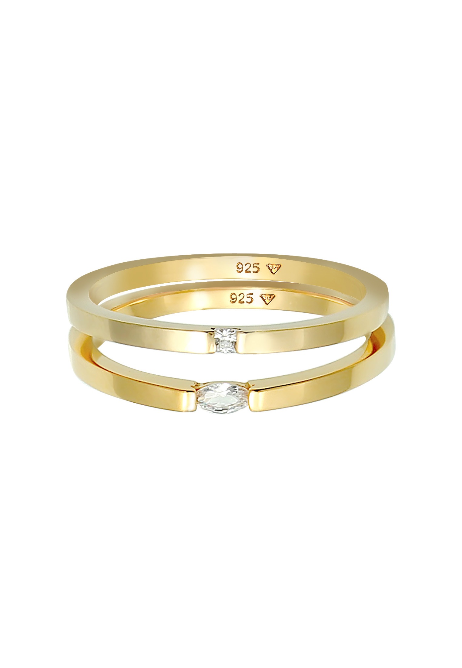 Elli Ring-Set »Ring Ring Solitär Zirkonia Klassik Set 925 Silber«