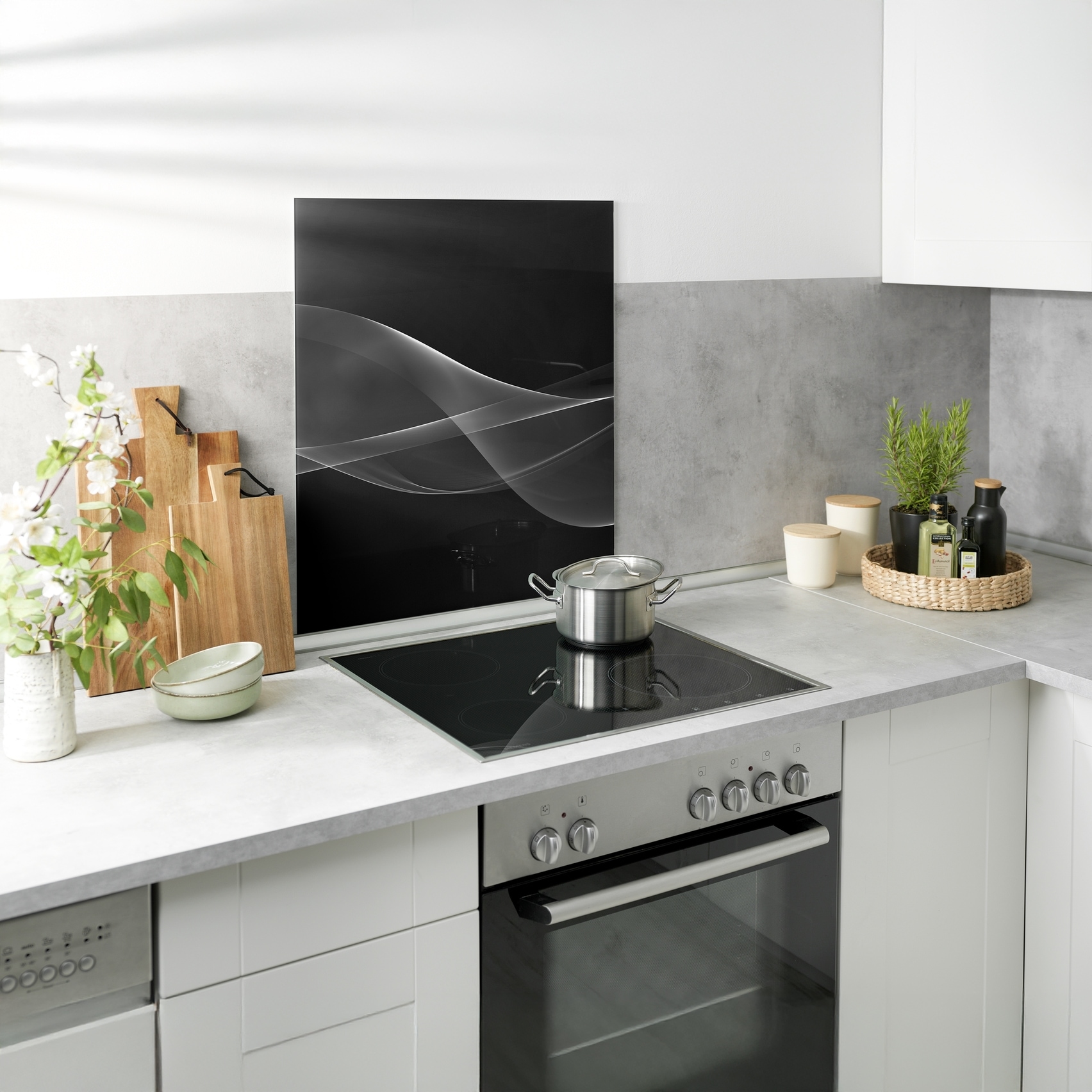 WENKO Küchenrückwand »Modell Rauch« Küchenrückwand für Herd oder Spüle, gehärtetes Glas, hitzebeständig