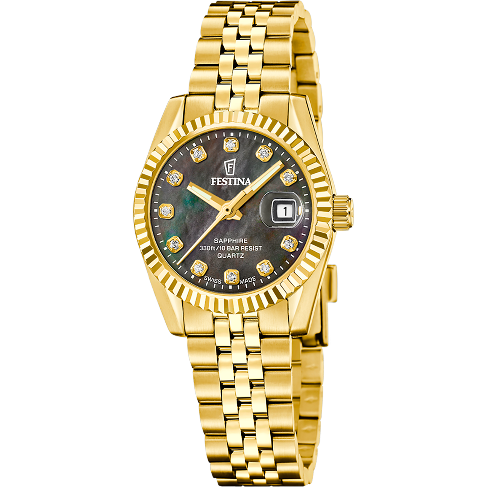 Festina Quarzuhr »Classic Steel« Armbanduhr, Damenuhr, Swiss Made, Edelstahlarmband, analog, Tag