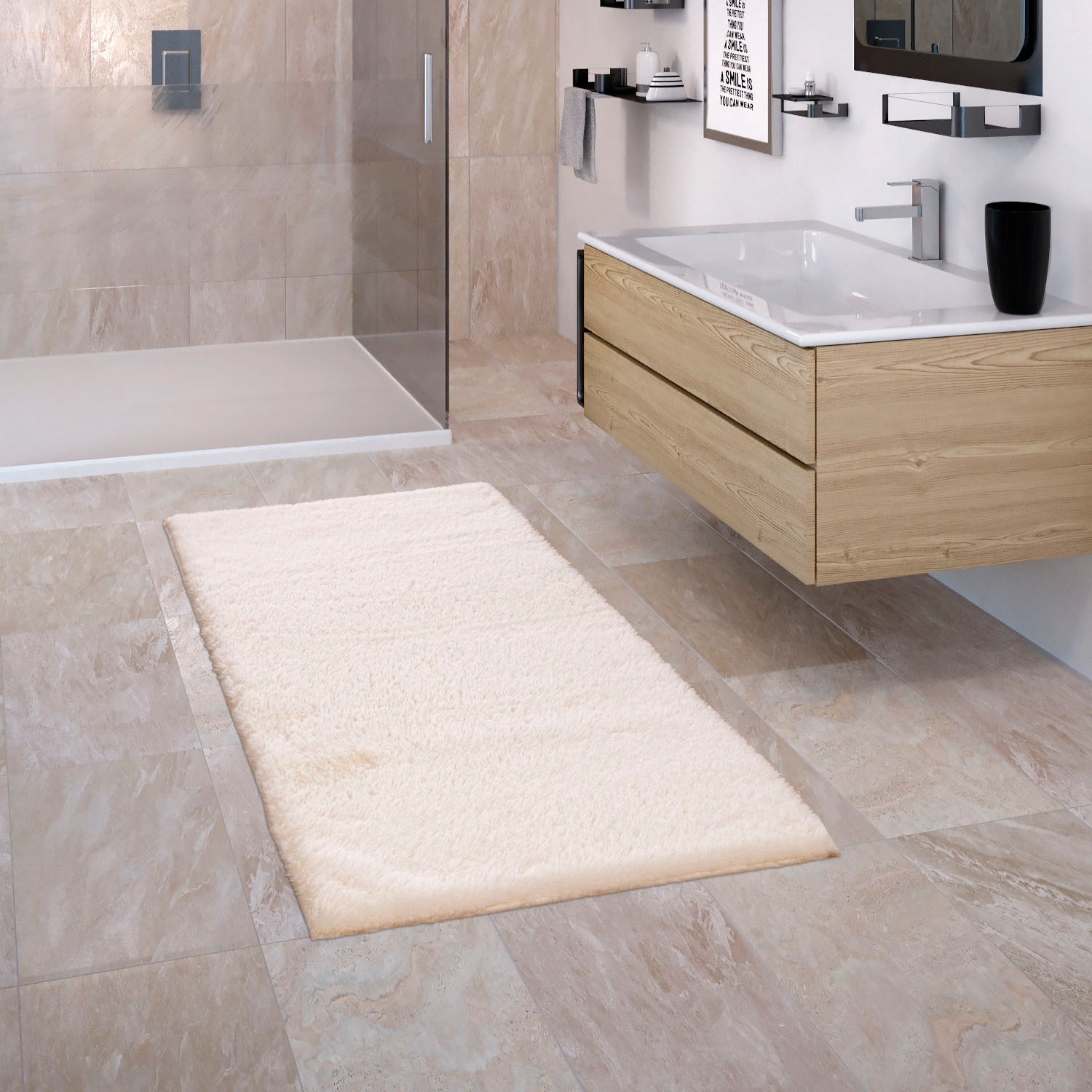 Paco Home Badematte »Comfy 340«, rutschhemmend beschichtet, fußbodenheizungsgeeignet, Badteppich, Soft-Touch-Oberfläche, besonders weich & flauschig