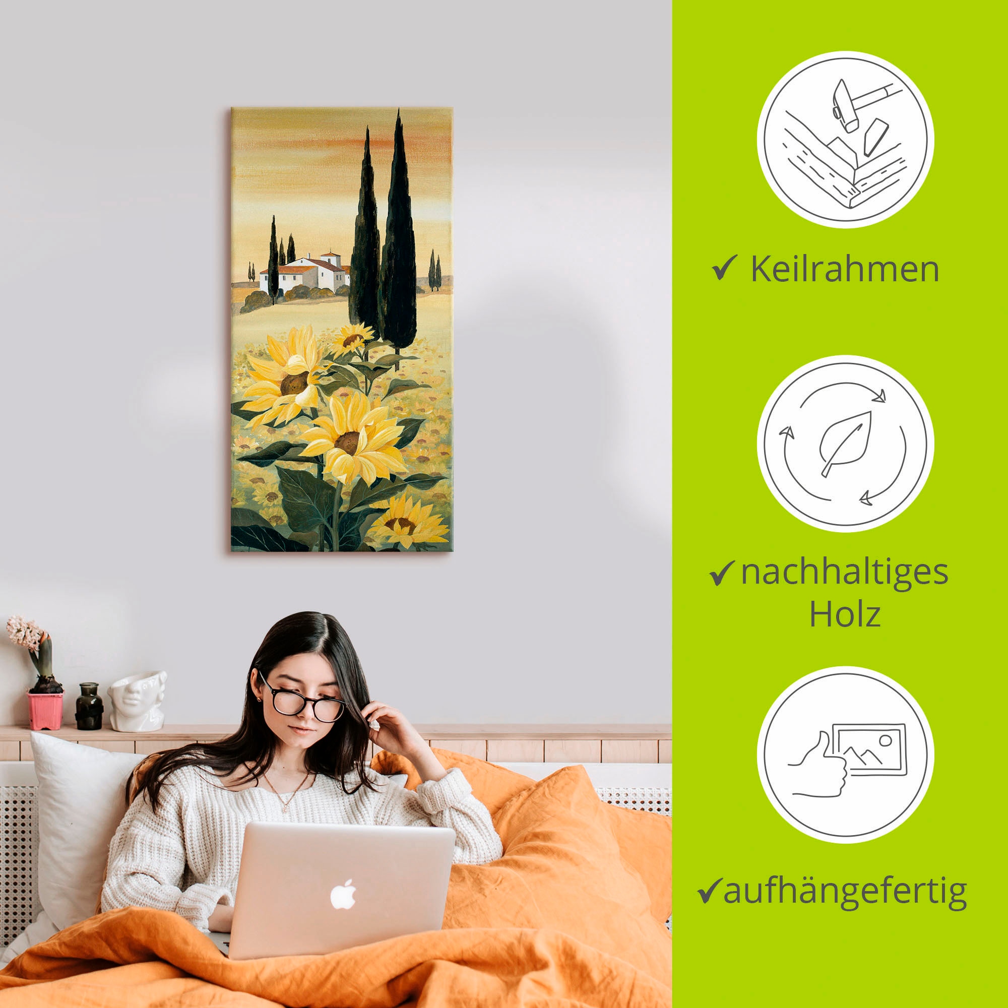 Artland Leinwandbild »Südliche Weite« Blumen 1 Stk. tlg. auf Holzrahmen gespannt