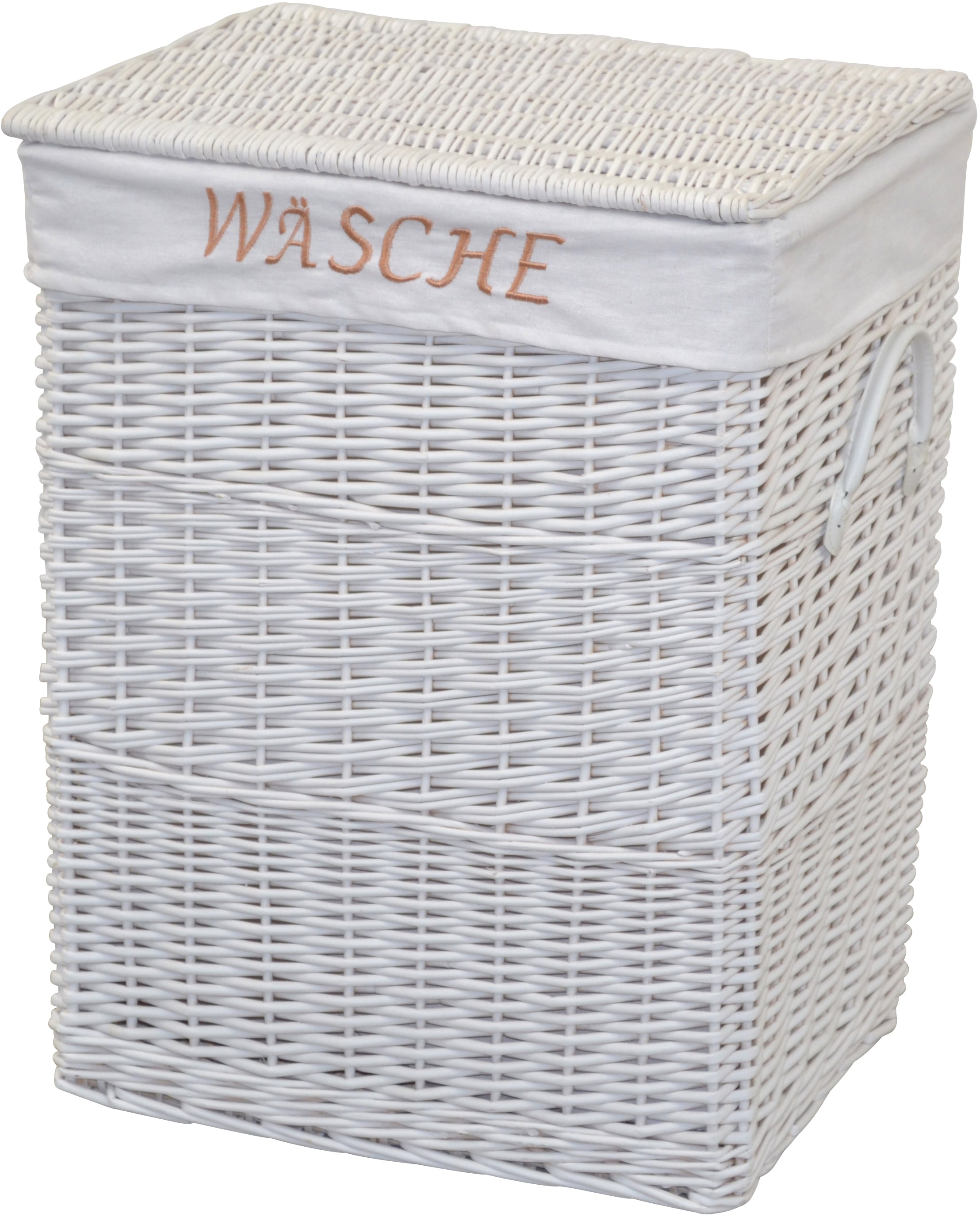 HOFMANN LIVING AND MORE Wäschekorb, aus Weide, handgefertigt mit  herausnehmbarem Stoffeinsatz, 47x35x61cm im OTTO Online Shop