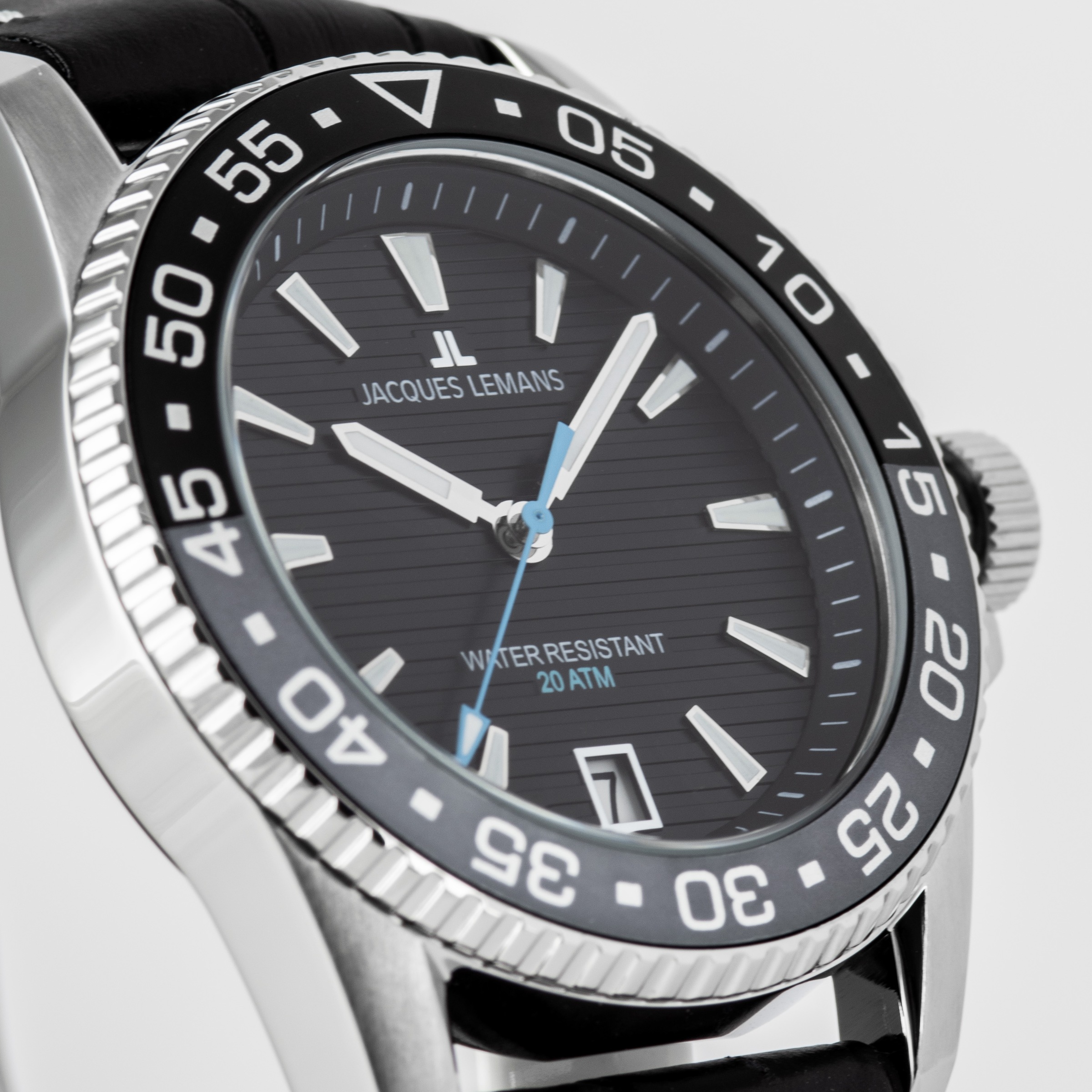 Jacques Lemans Quarzuhr »Liverpool Diver« Armbanduhr, Herrenuhr, Lederarmband, analog, Tag