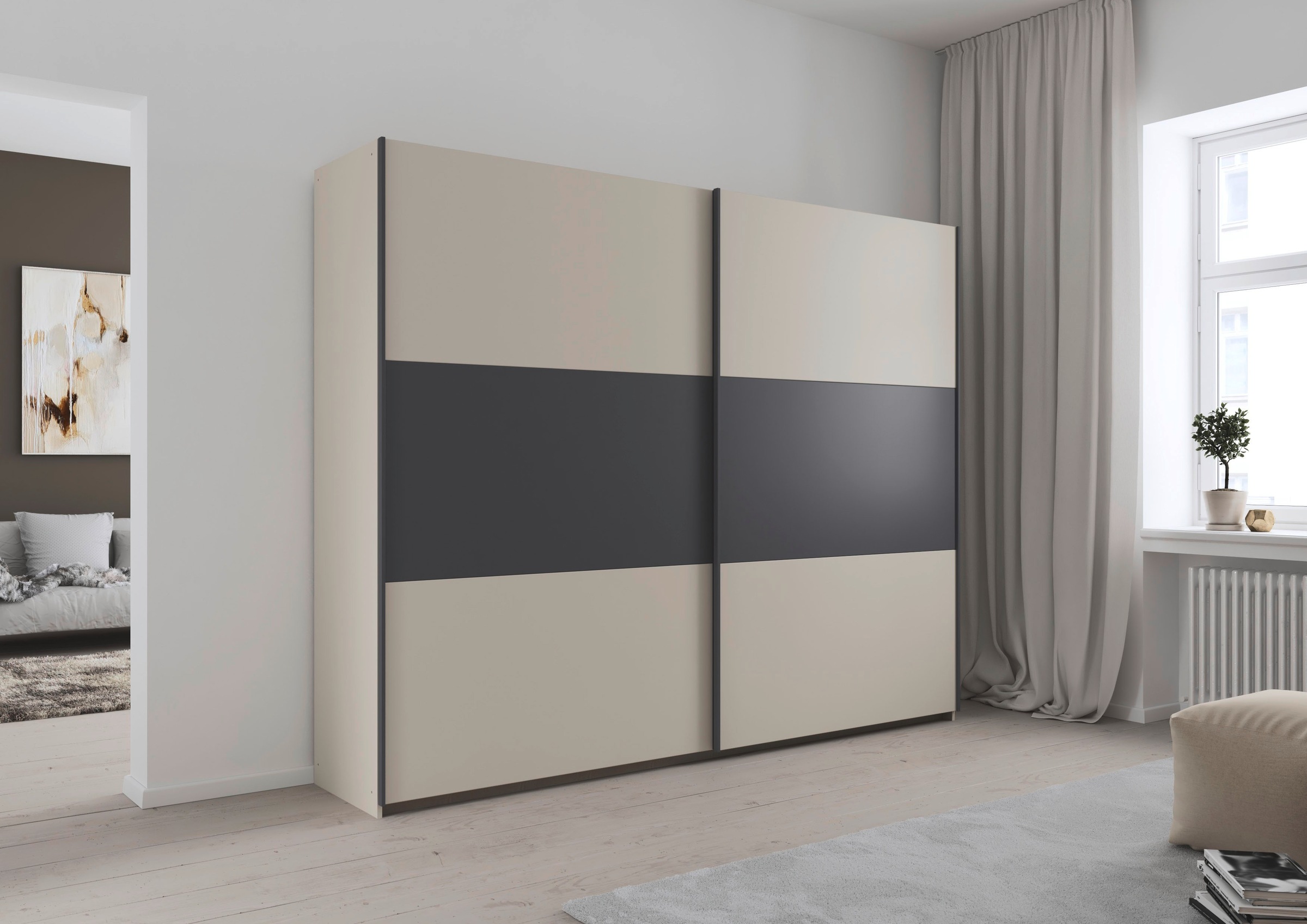 rauch Schwebetürenschrank »Kleiderschrank Schrank Garderobe Schlafzimmerschrank SAJO« in 2 Breiten (218, 261 cm) optional mit Spiegel MADE IN GERMANY