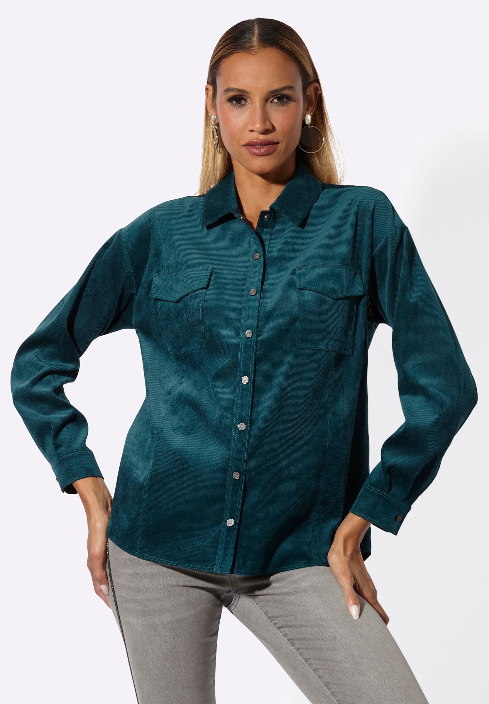 creation L Klassische Bluse »Cord-Bluse Hemdbluse«
