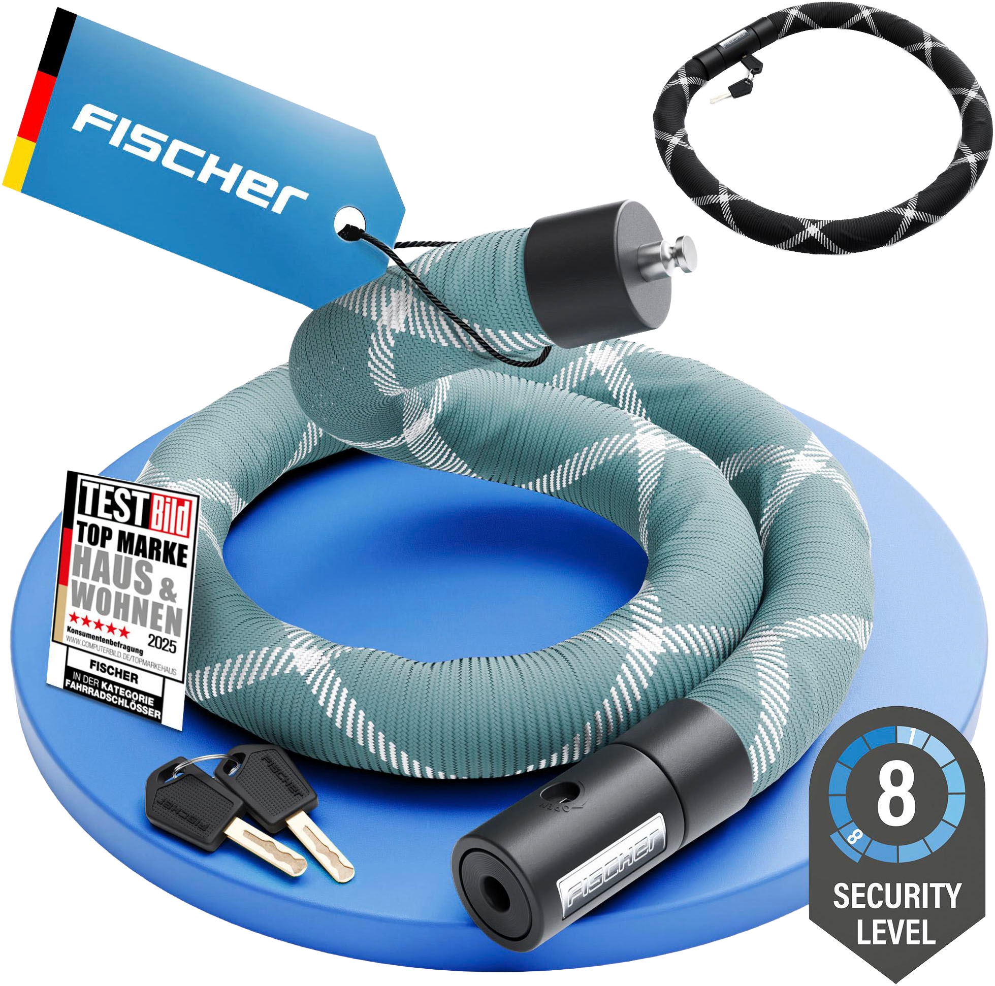 FISCHER Fahrrad Kettenschloss »Kettenschloss SILENCE CK100/32 mint«