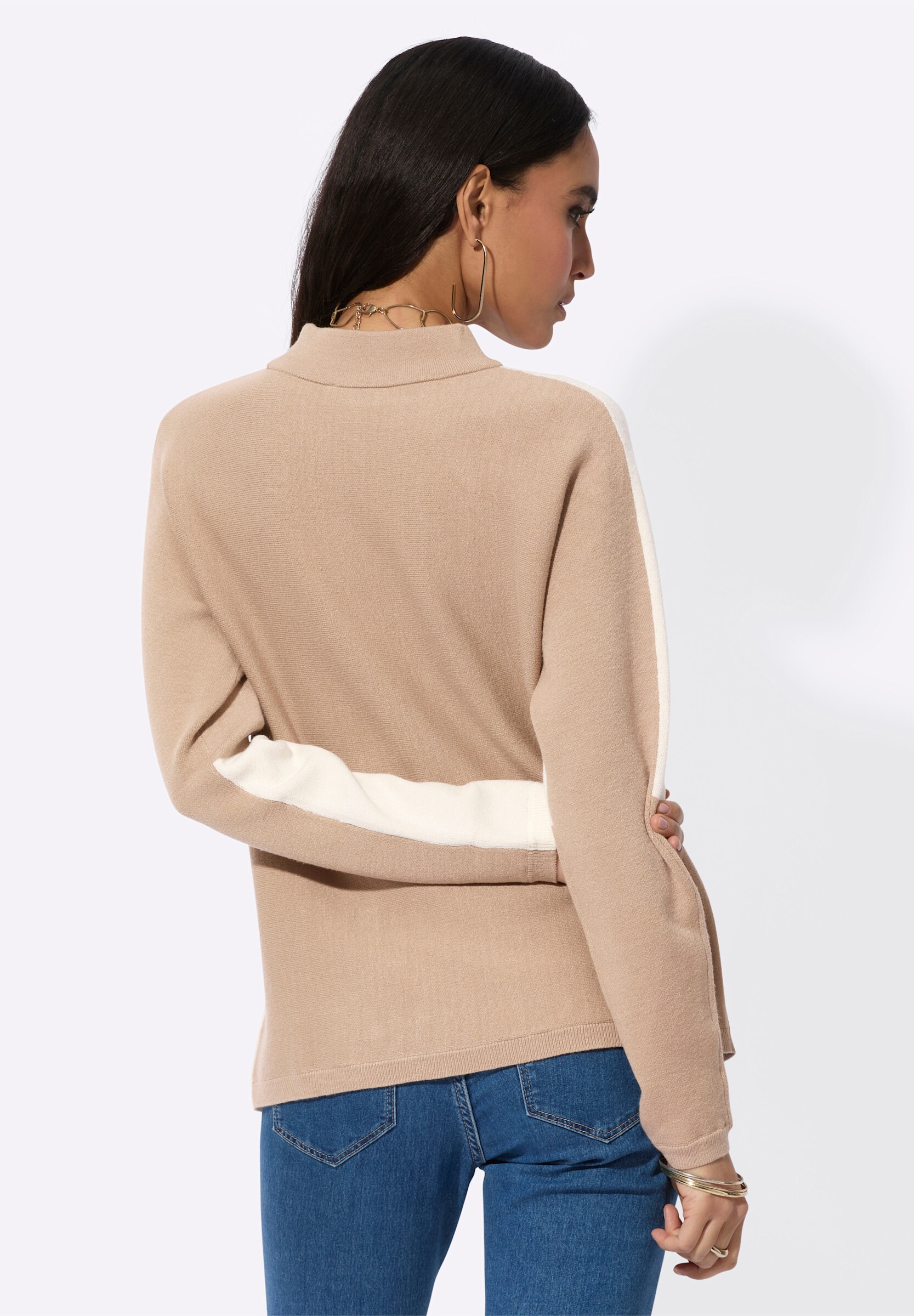 creation L Longpullover »Jacquard-Pullover Jacquard-Pullover , Rückenteil einfarbig«