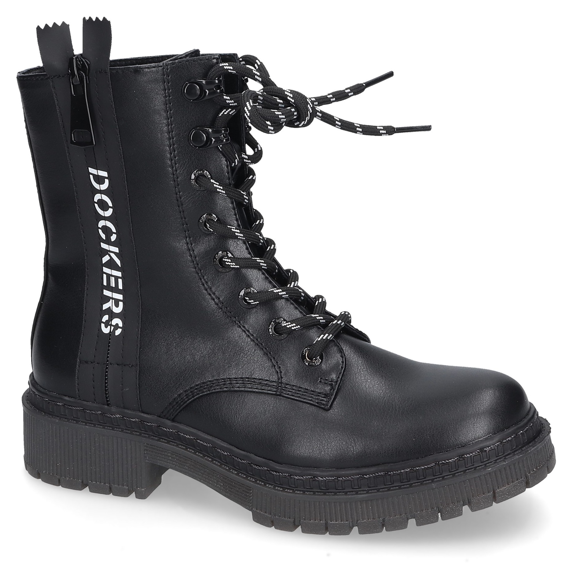 Dockers by Gerli Schnürstiefel, Biker Boots, Plateau Stiefel mit modischem Textilband