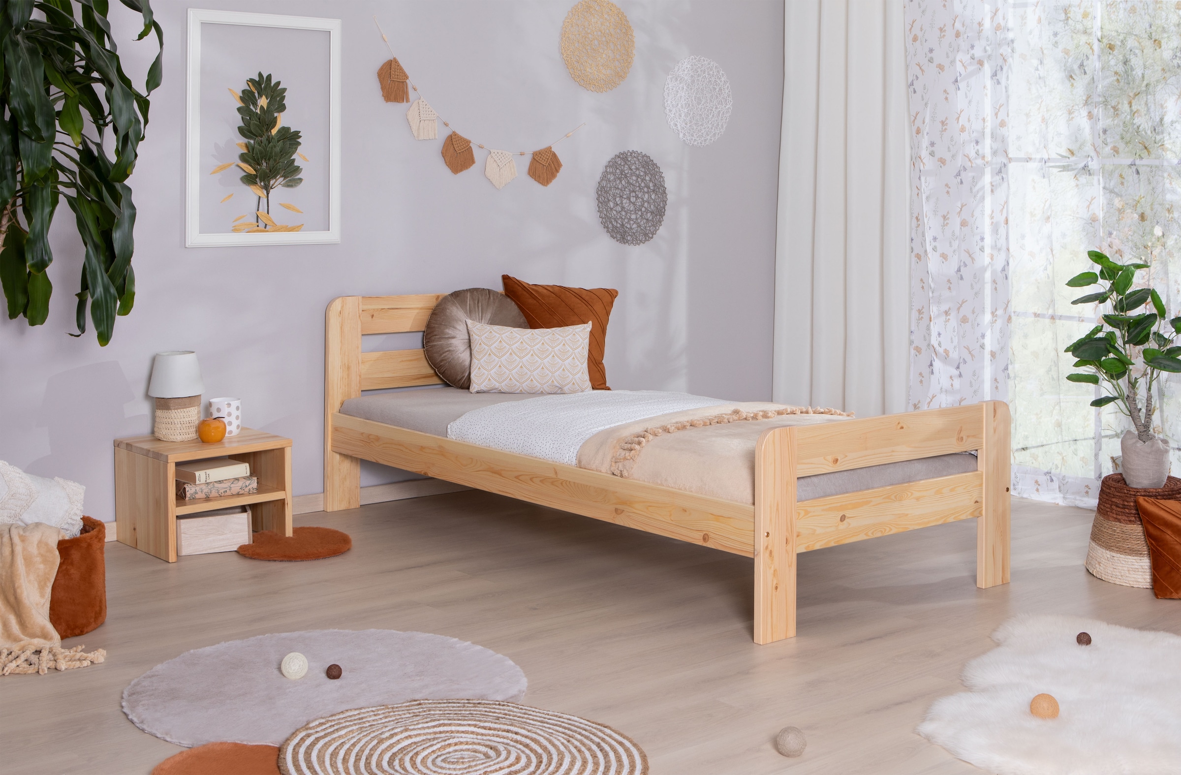 Ticaa Massivholzbett »"Bert", FSC®-zertifiziert (Kiefer), Jugendbett, mit Lattenrost« 90x200cm, 100x200cm, 140x200cm,  ideal für das Kinder- und Jugendzimmer, Massivholz