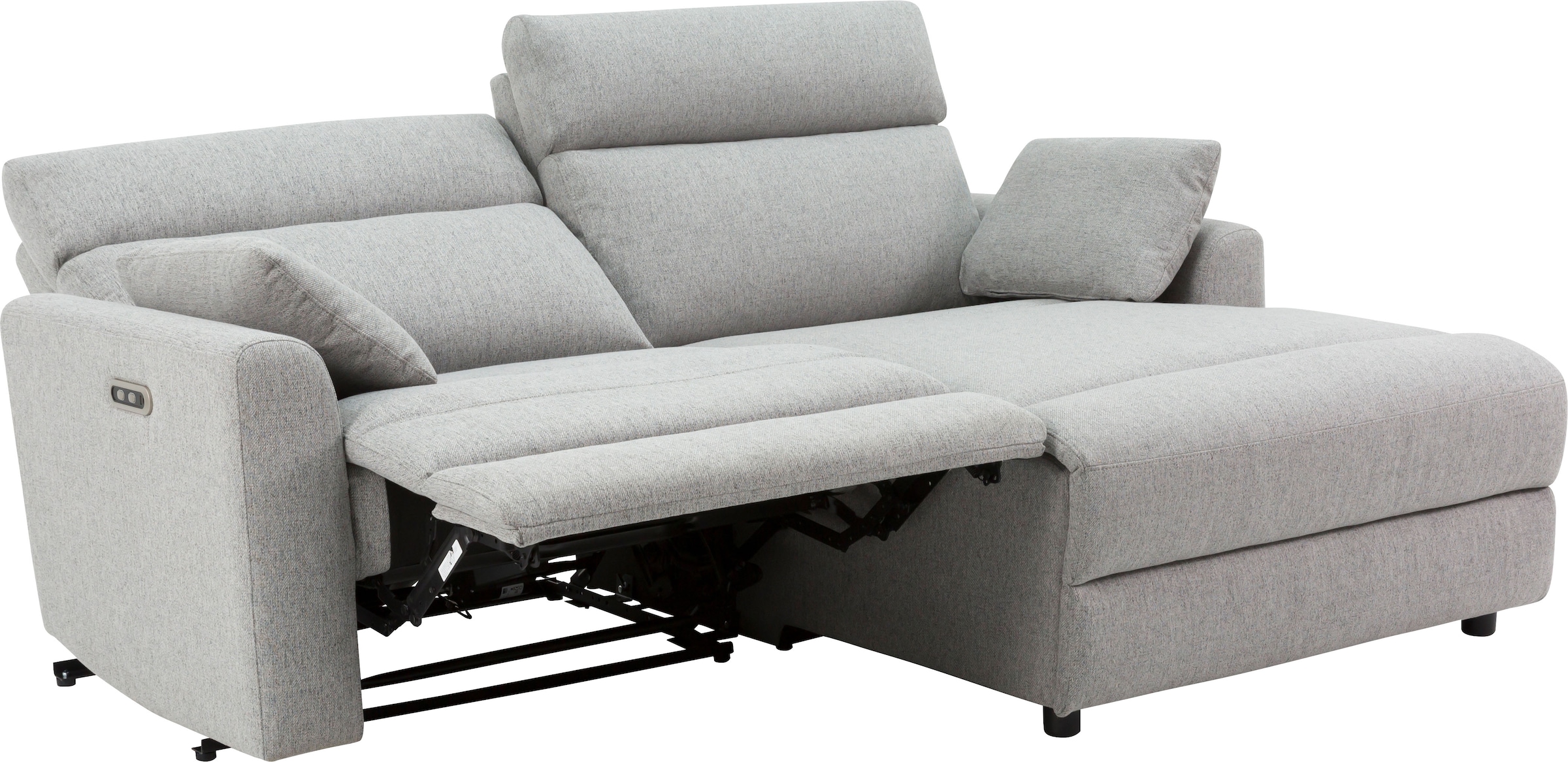 INOSIGN Ecksofa »JENNA, L-Form, 209cm, manuelle u. elektrische Funktion, mit USB A/C,«, Liegefunktion 105°-150°, Federkern, Struktur fein