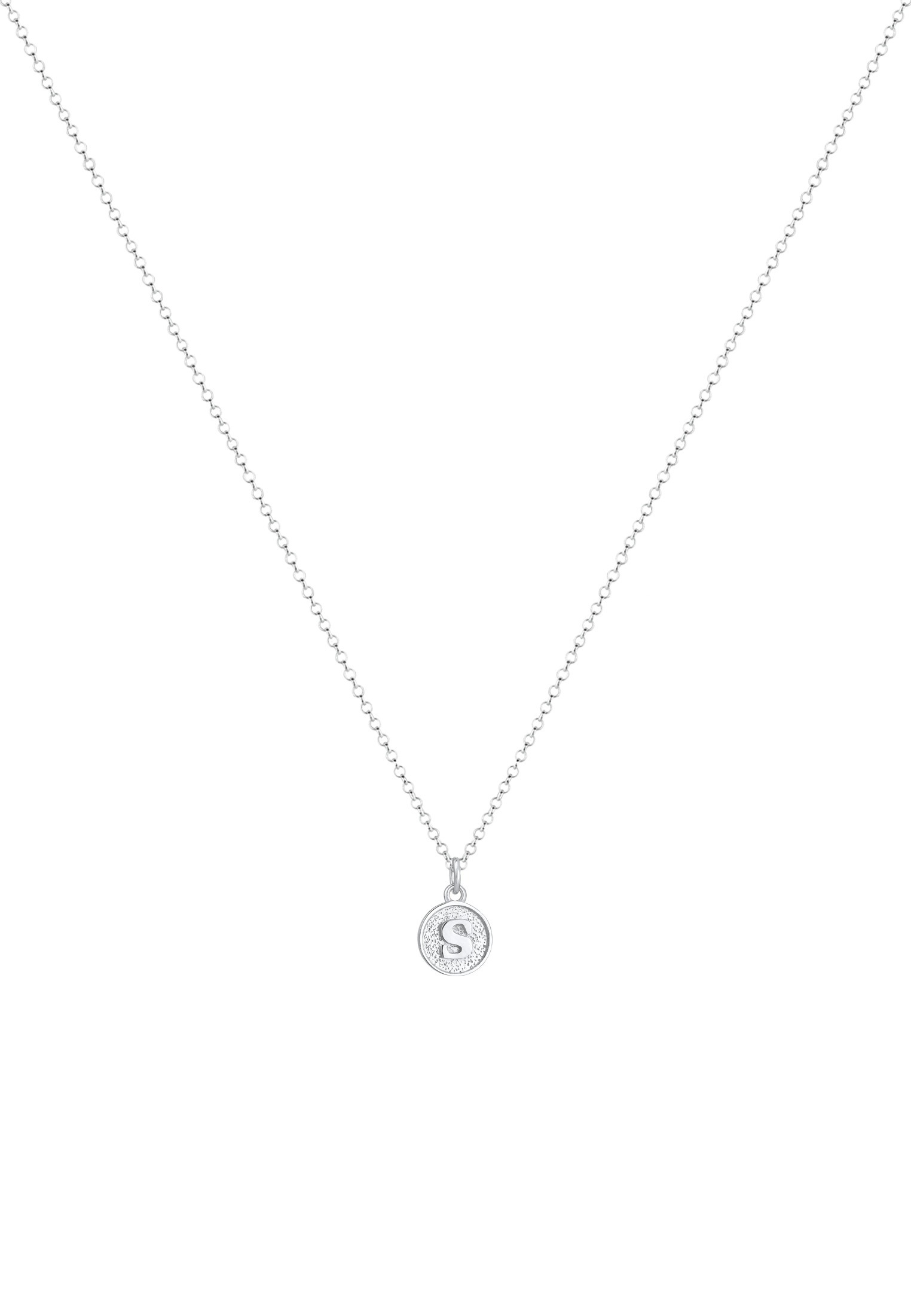 Elli Kette mit Anhänger »Halskette Plättchen Vintage Buchstabe S Initialen 925 Sterling Silber«