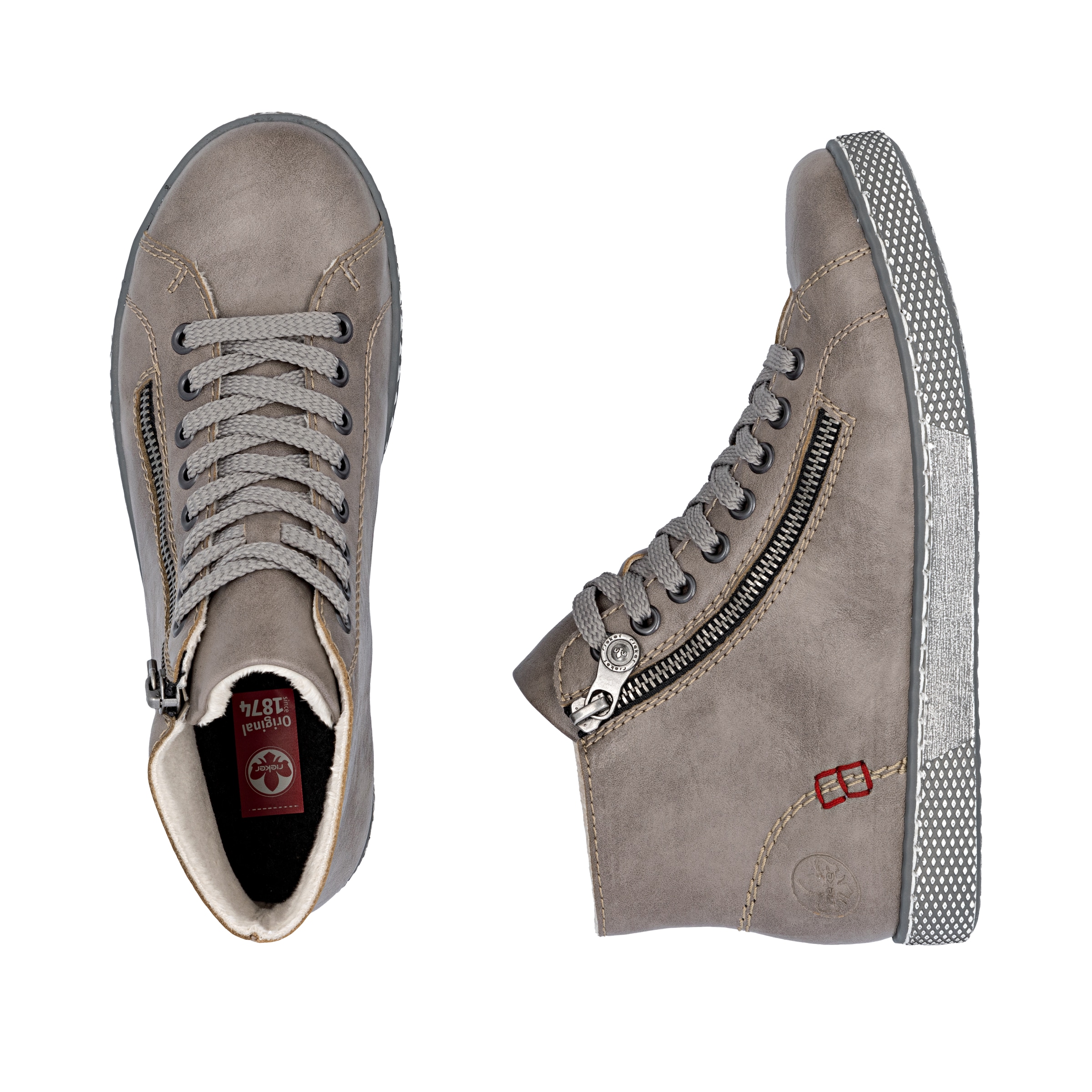 Rieker Schnürboots, Schnürstiefelette, Casual-Boots mit Reißverschluss außen