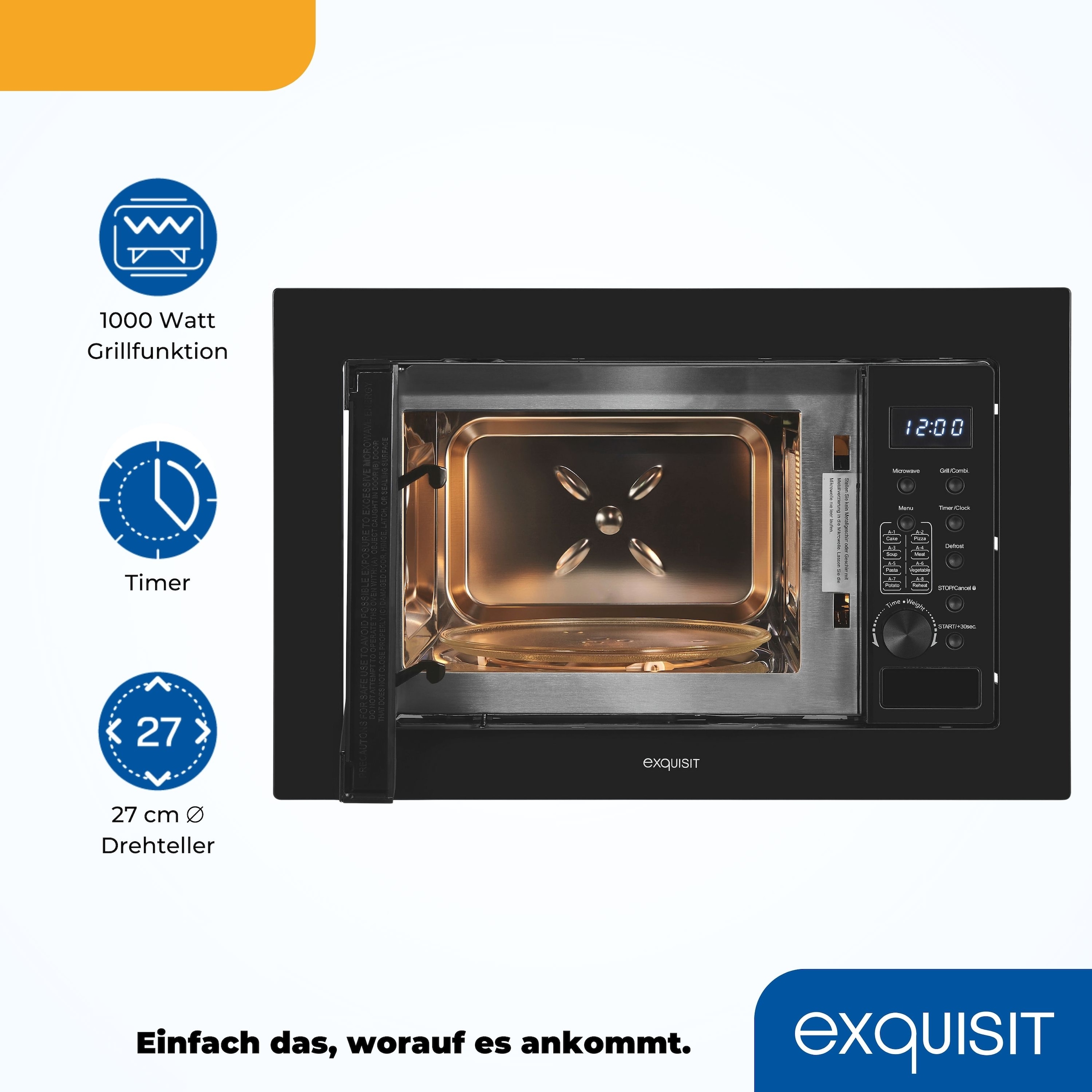 exquisit Einbau-Mikrowelle »EMW20-DG-020«, Grill-Mikrowelle, 1300 W