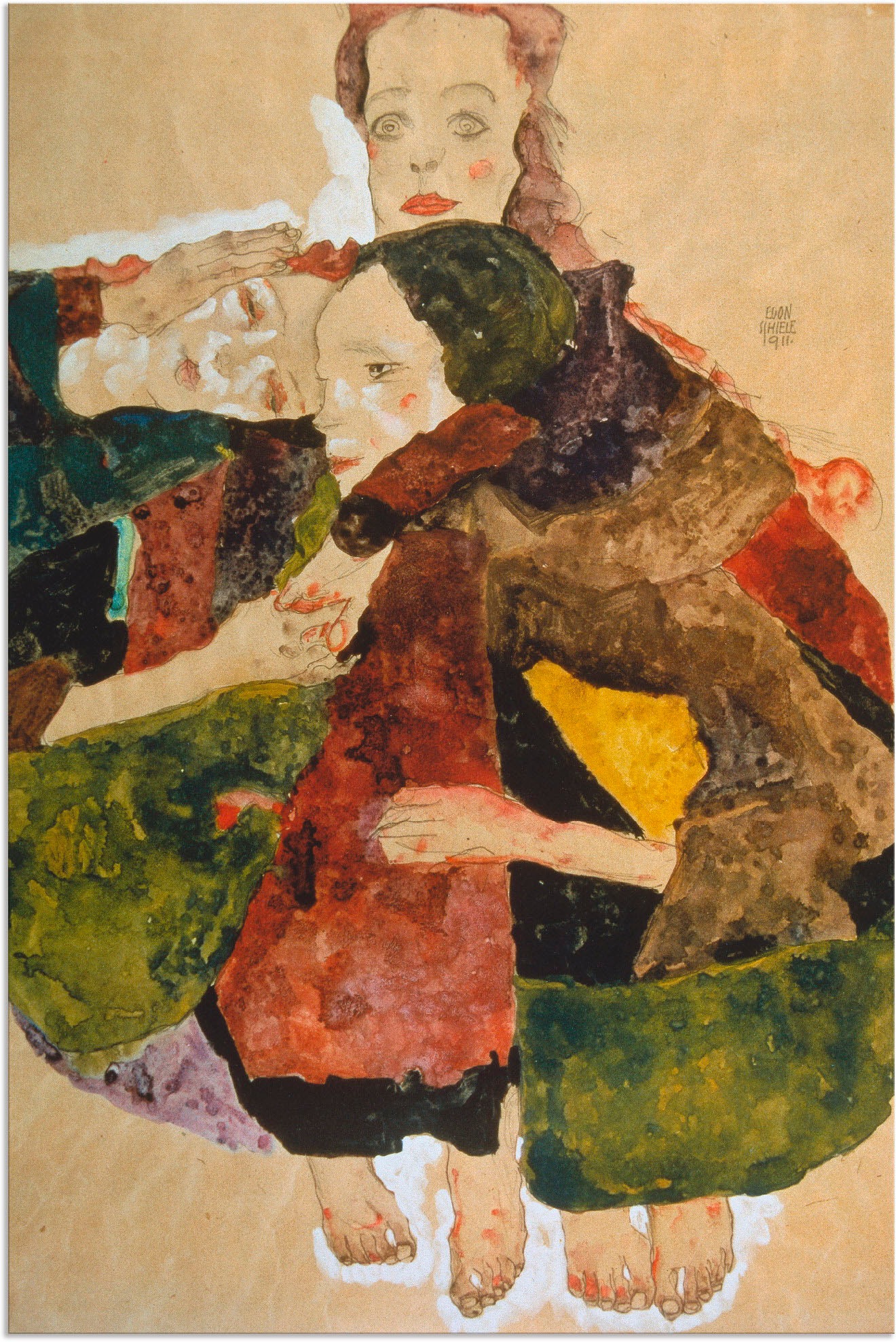 Artland Wandbild »Gruppe von drei Mädchen. 1911.«, Gruppen & Familien, (1 St.), in vielen Größen & Produktarten - Alubild / Outdoorbild für den Außenbereich, Leinwandbild, Poster, Wandaufkleber / Wandtattoo auch für Badezimmer geeignet