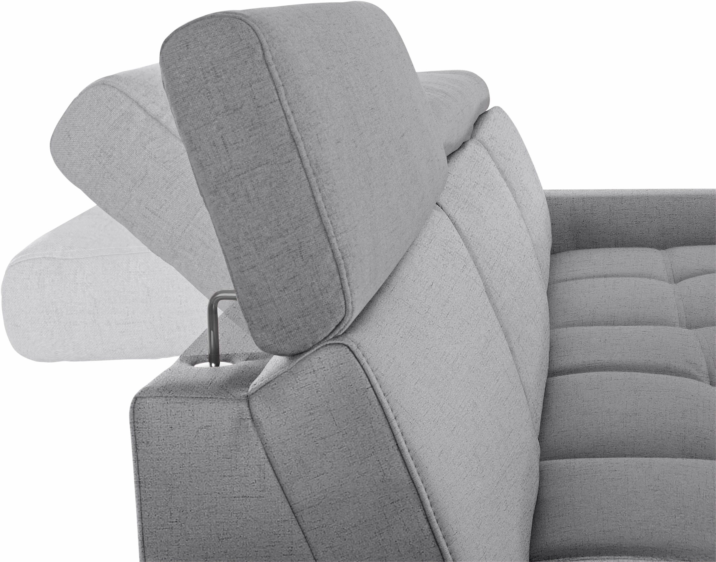 DOMO collection Ecksofa »Ava mit moderner Sitzheftung & toller Doppelnaht, komfortabel, L-Form«, mit Recamiere, inkl. Federkern, wahlweise mit Kopfteilverstellungen