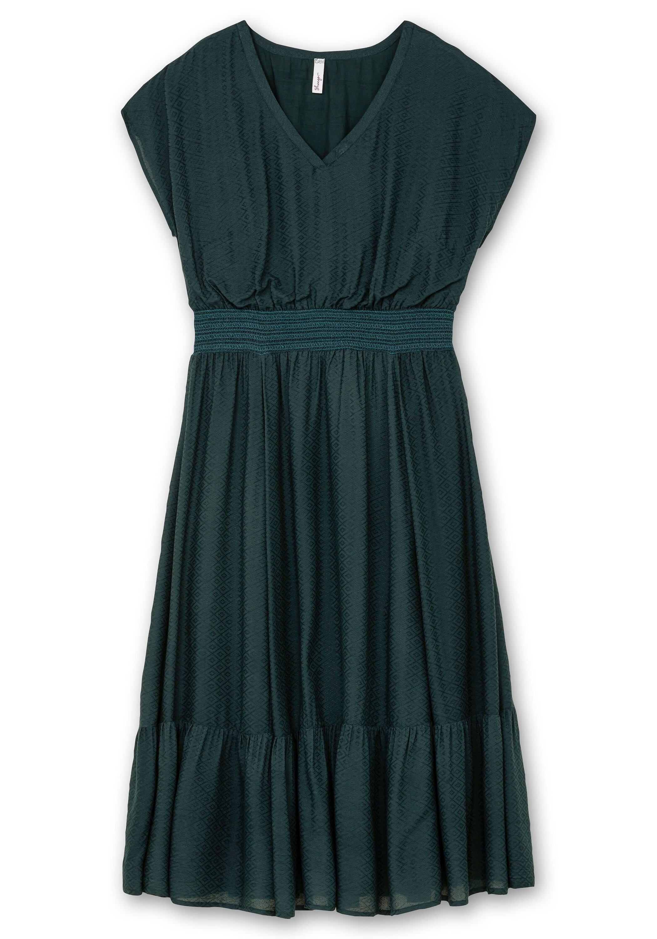 Sheego Maxikleid »Maxikleid mit Smokbund und Volant am Saum«
