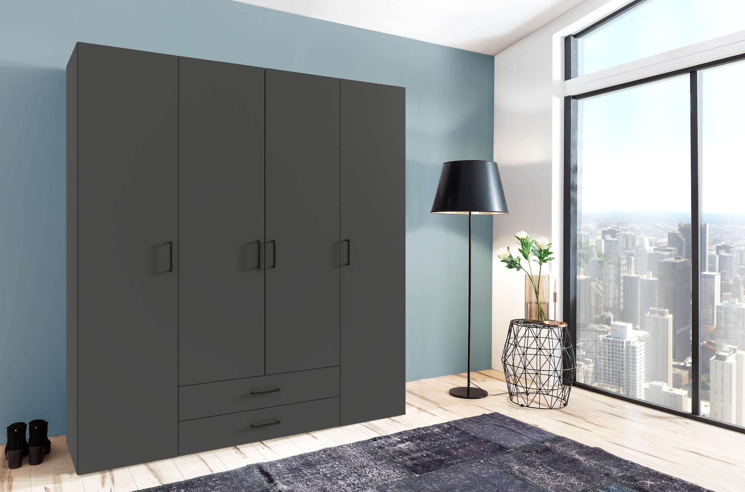 Wimex Kleiderschrank »Mugano, in vielen Breiten, 208 oder 236cm hoch, Made in Germany«, (mit langen oder kurzen Griffen aus Metall), wahlweise mit oder ohne Spiegel, mit Schubladen