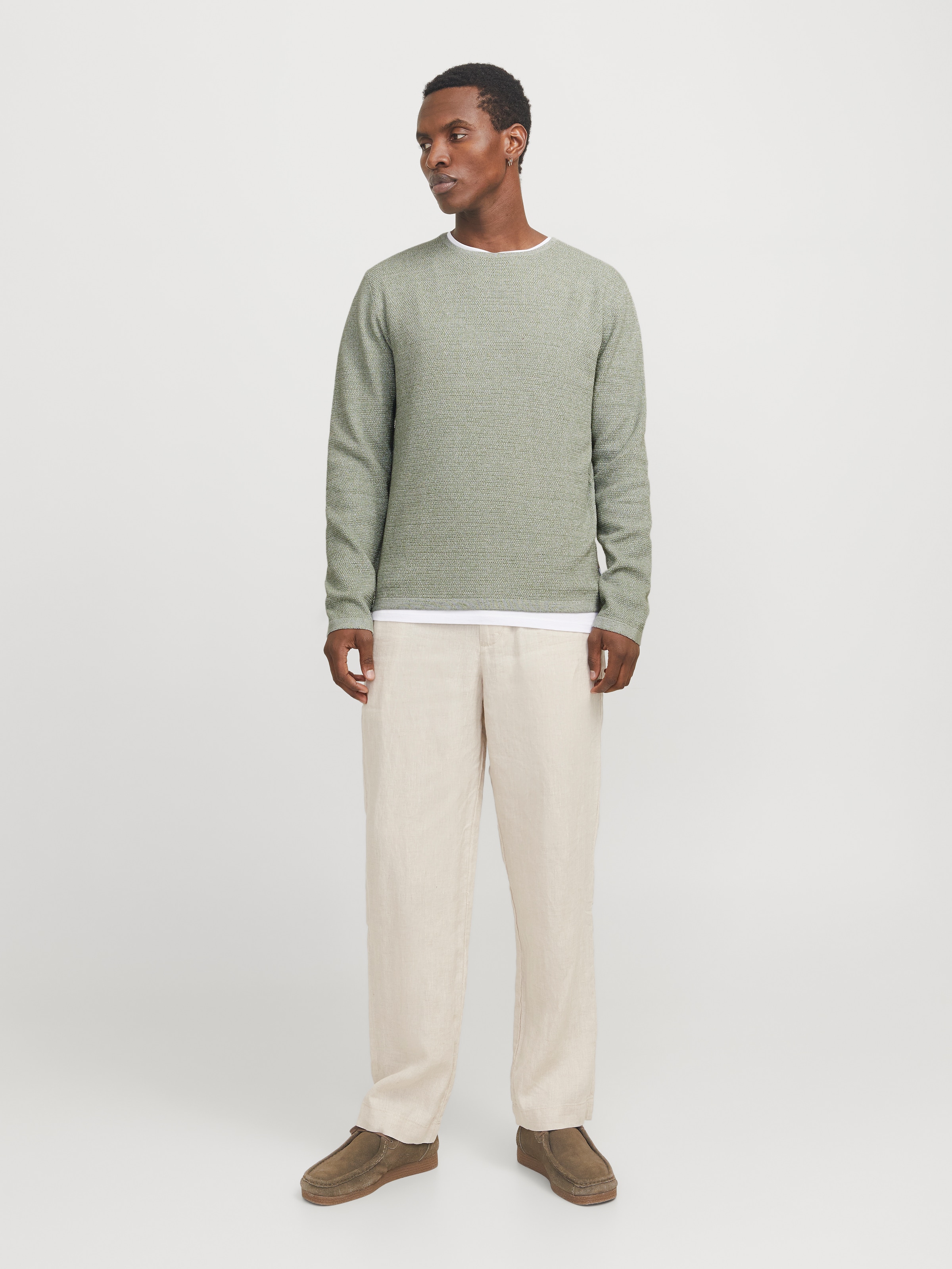 Jack & Jones Rundhalspullover »JJEGEORGE KNIT CREW NECK NOOS«, in Strick Optik