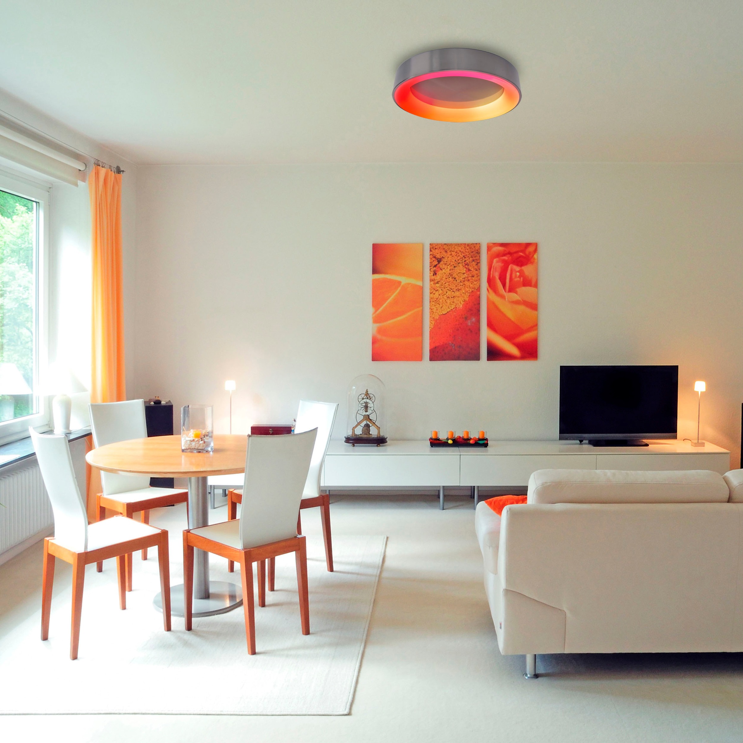 näve LED Deckenleuchte »Multo«, 1 flammig, Nachtlicht-, Memoryfunktion, CCT, Rainbowfarben, Fernbedien., dimmbar