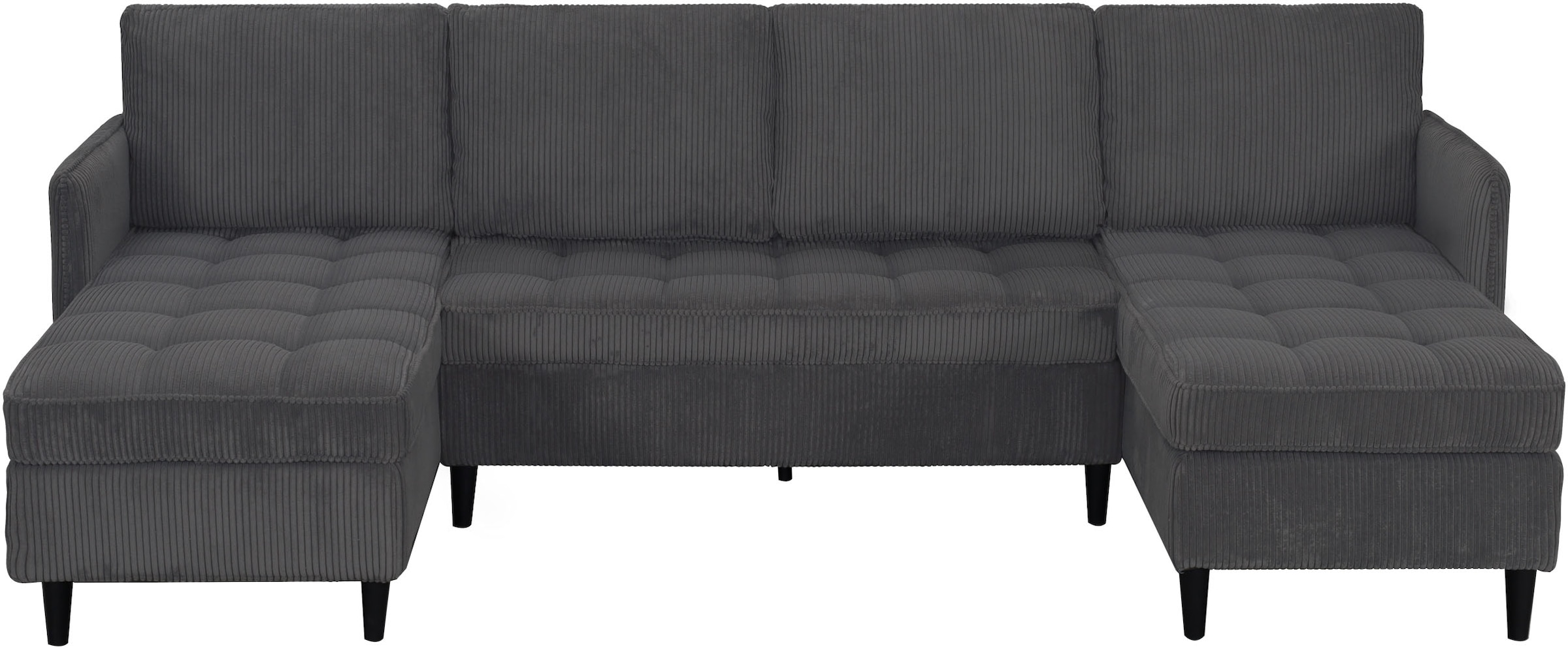 Dorel Home Wohnlandschaft »LINDHUS, Cord, Modulsofa, verschiedene Stellvarianten« Breite als U-Form (254cm) mit Verbindern fixierbar, Recamiere,Stauraum