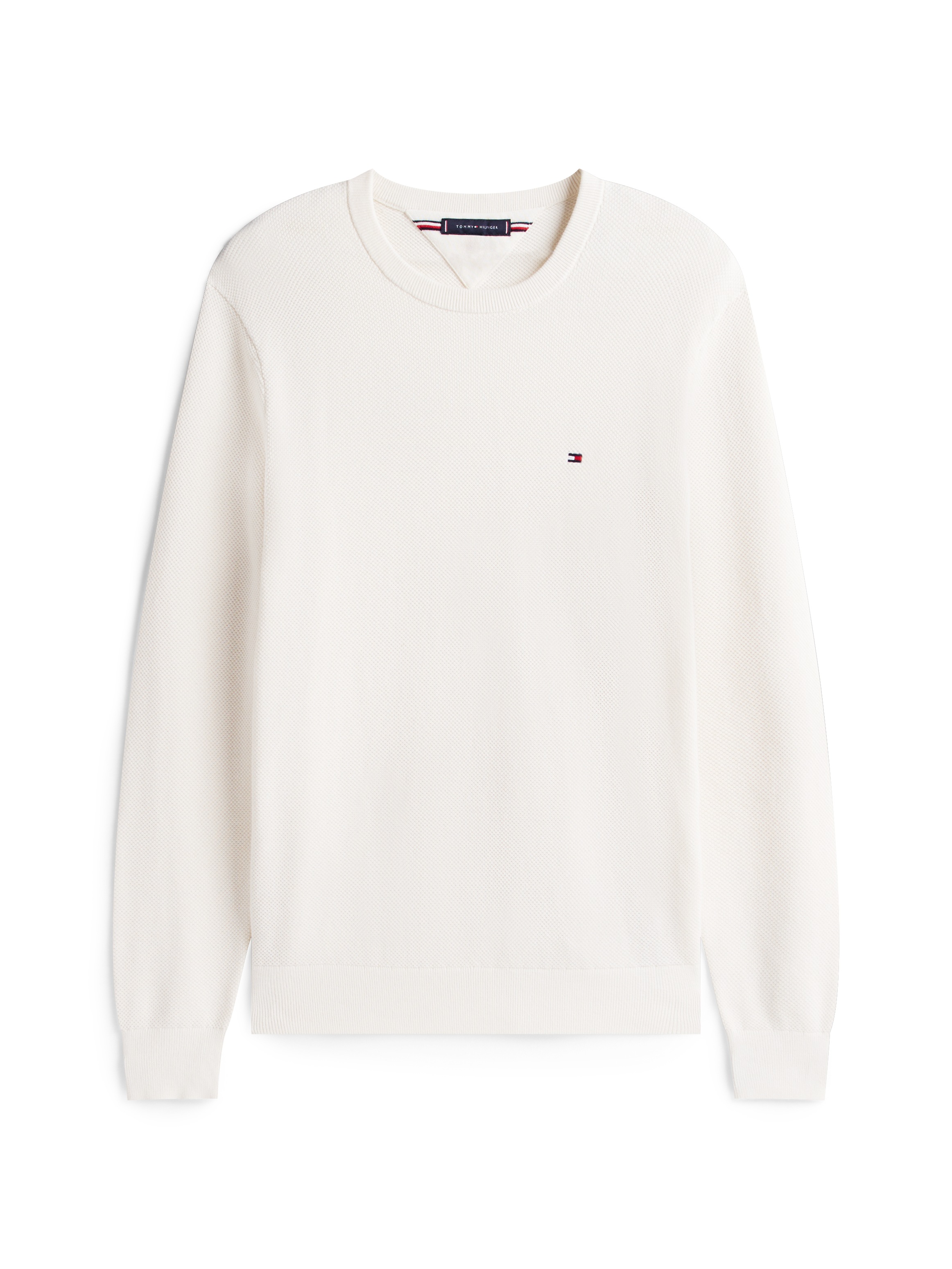 Tommy Hilfiger Rundhalspullover »ESSENTIAL STRUCTURE CREW NECK mit Struktur und Label« unifarben, casual, regular fit, Baumwolle, Rundhals