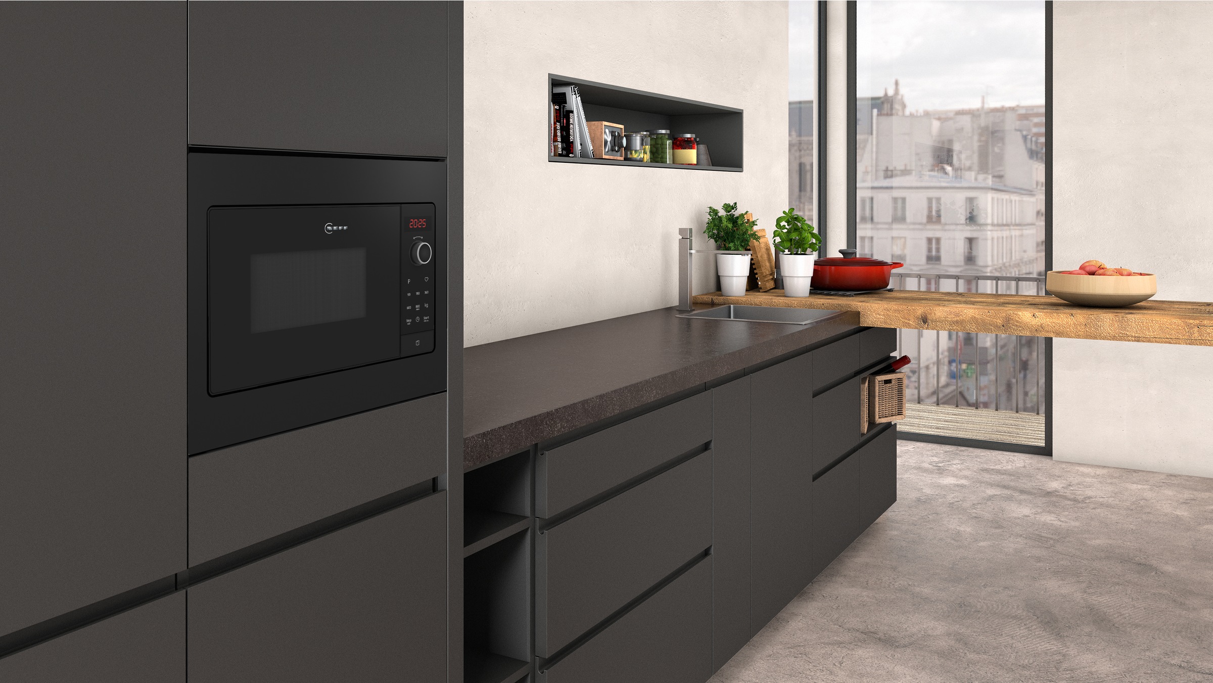 NEFF Einbau-Mikrowelle »HLAWG25S3« Mikrowelle 800 W 38 cm hohe, 50 cm breite Einbau-Mikrowelle mit LED-Display