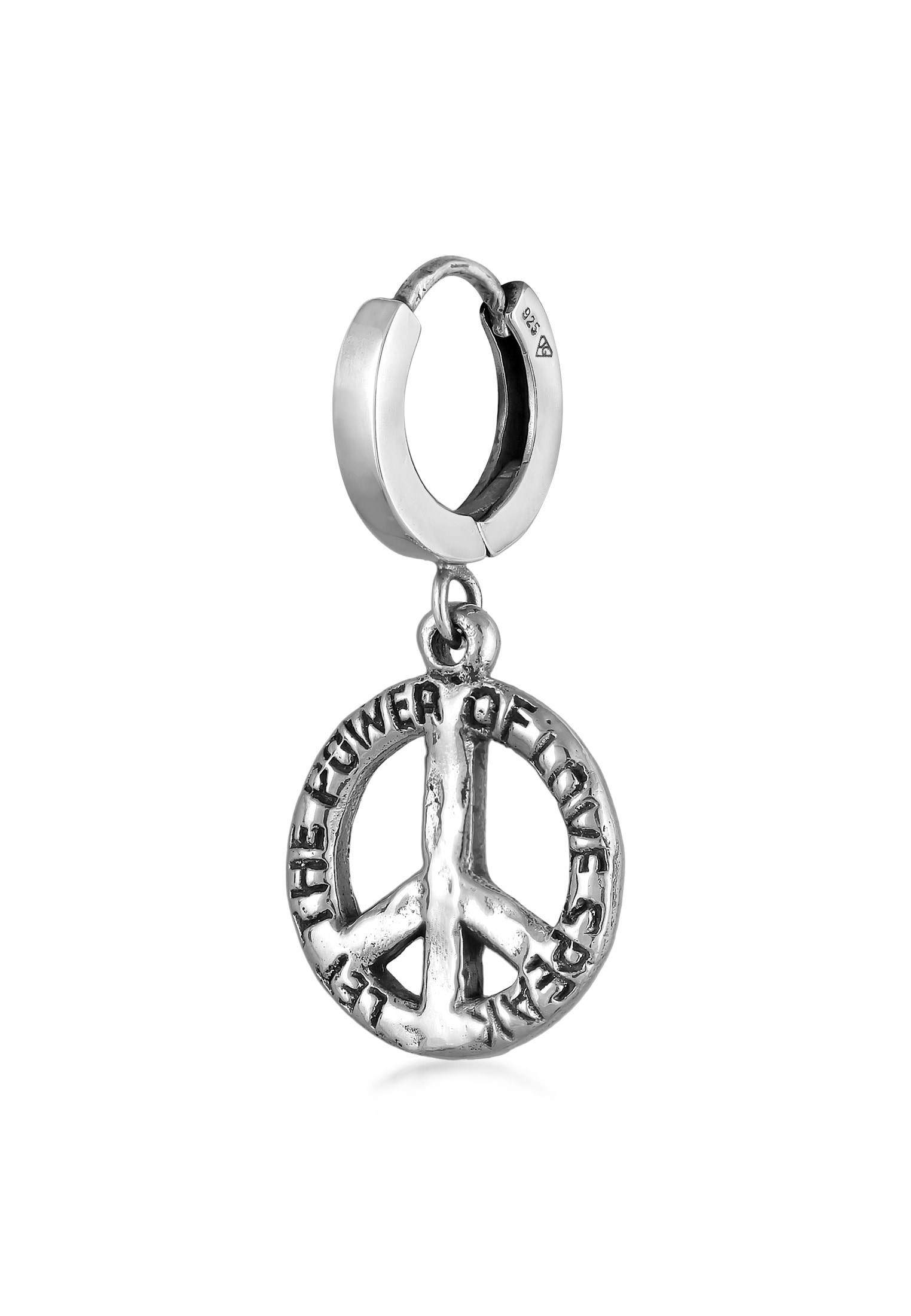 Paar Creolen »Ohrringe Creolen Peace Frieden Used 925 Sterling Silber«