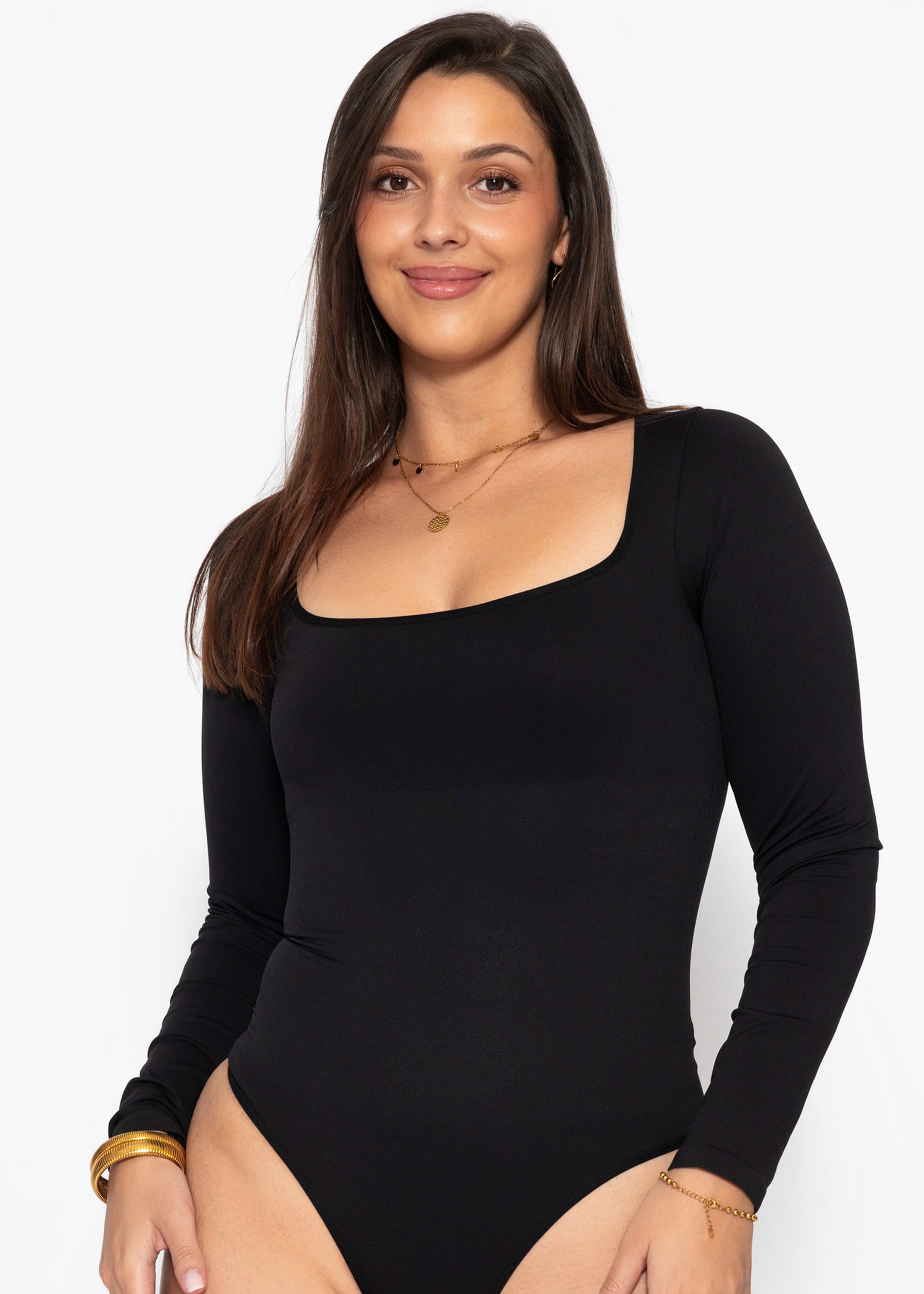 SASSYCLASSY Shaping-Body »Bodysuit Sculpting Shapewear Langarm mit String« Elastischer Body mit String, langem Ärmeln und geradem Ausschnitt