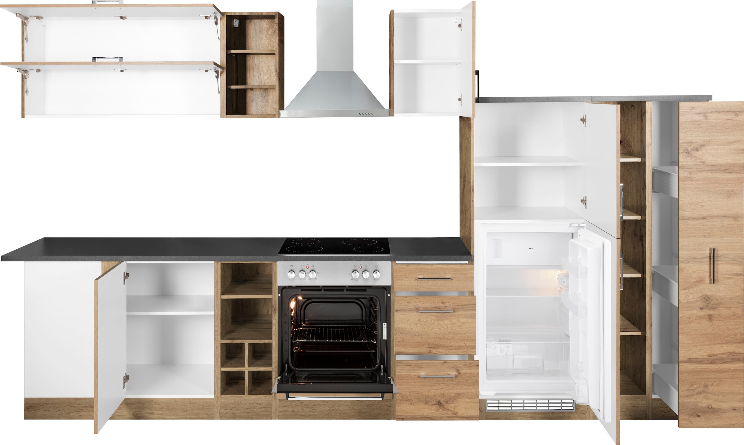 KOCHSTATION Winkelküche »KS-Colmar« mit E-Geräten, Stellbreite 210/360 cm