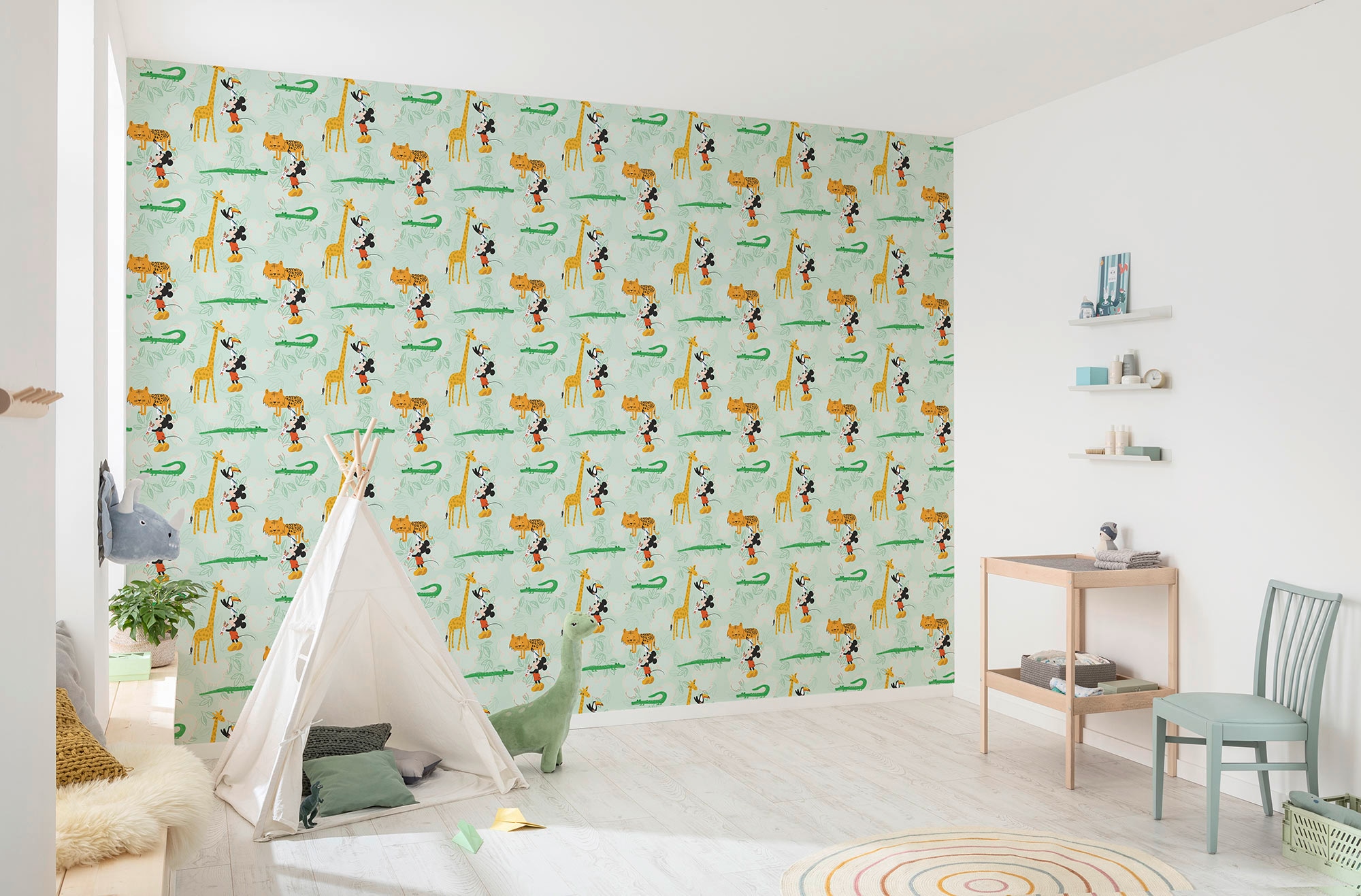 Komar Fototapete »Rapport Tapete - Mickey Doodle Zoo - Größe 53 x 1005 cm«, bedruckt, Wohnzimmer, Schlafzimmer