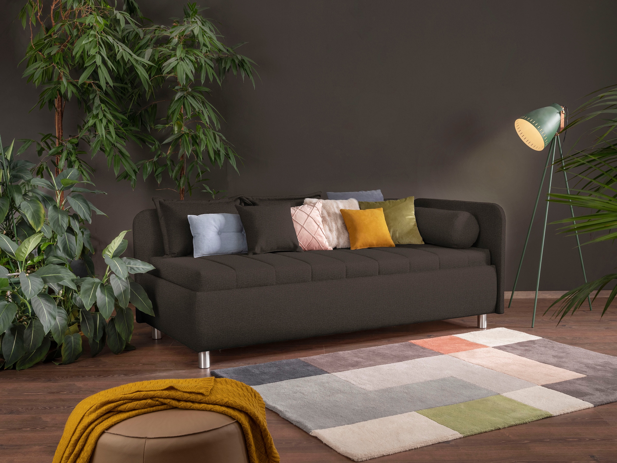 alina Schlafsofa »Kiana«, mit Bettkasten und Zierkissen, Liegefläche 90/200 cm oder 100/200 cm
