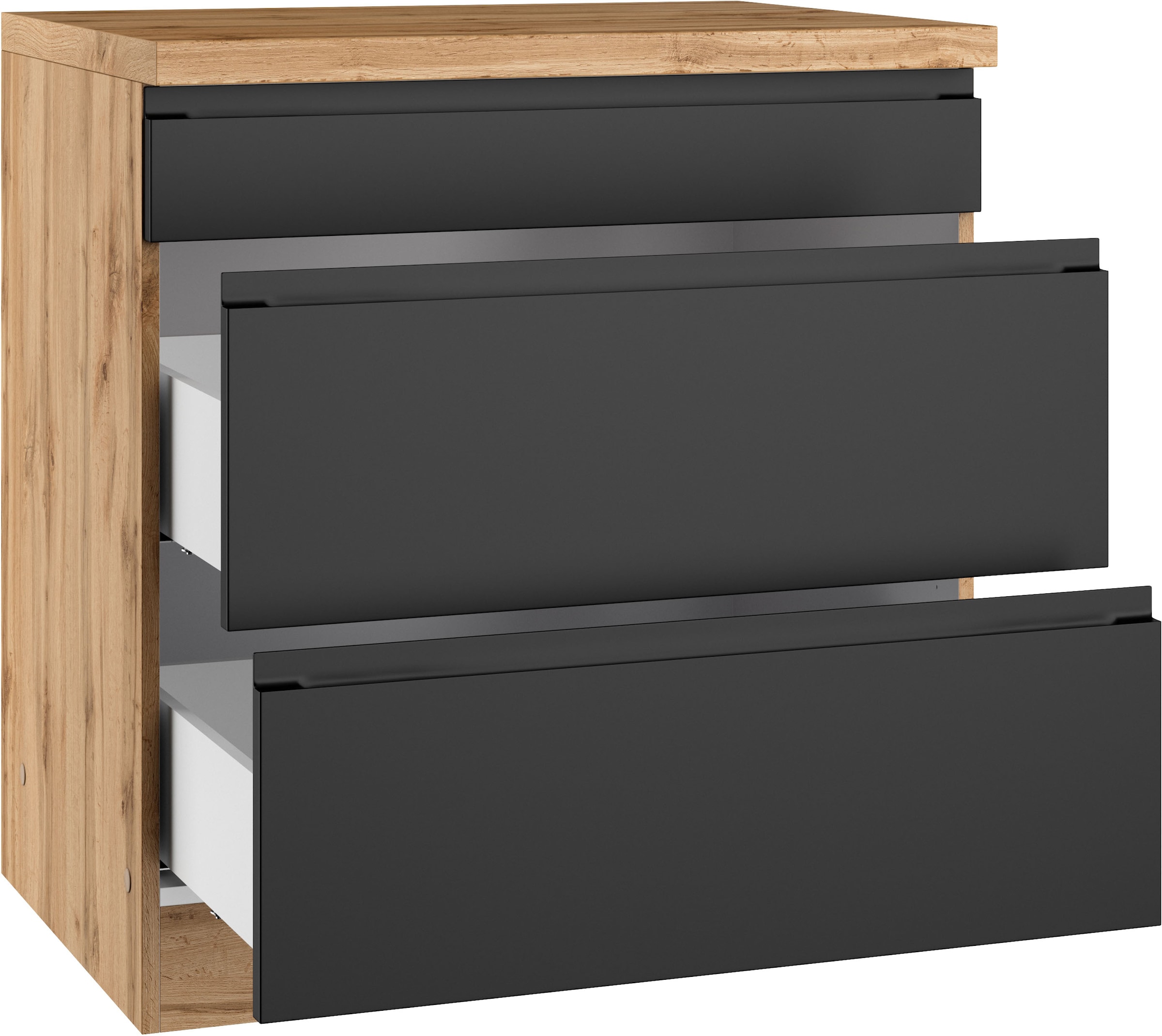 KOCHSTATION Kochfeldumbauschrank »KS-Virginia,neu in verbesserter Ausführung« Stauraum, Softclose,  Breite 80 cm, Höhe 86 cm, Softclose-Auszüge