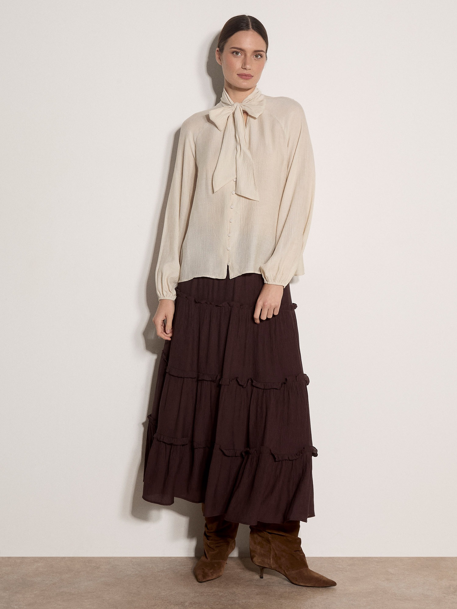 Apricot Klassische Bluse »Strukturierte Bluse« mit Schleifenkragen