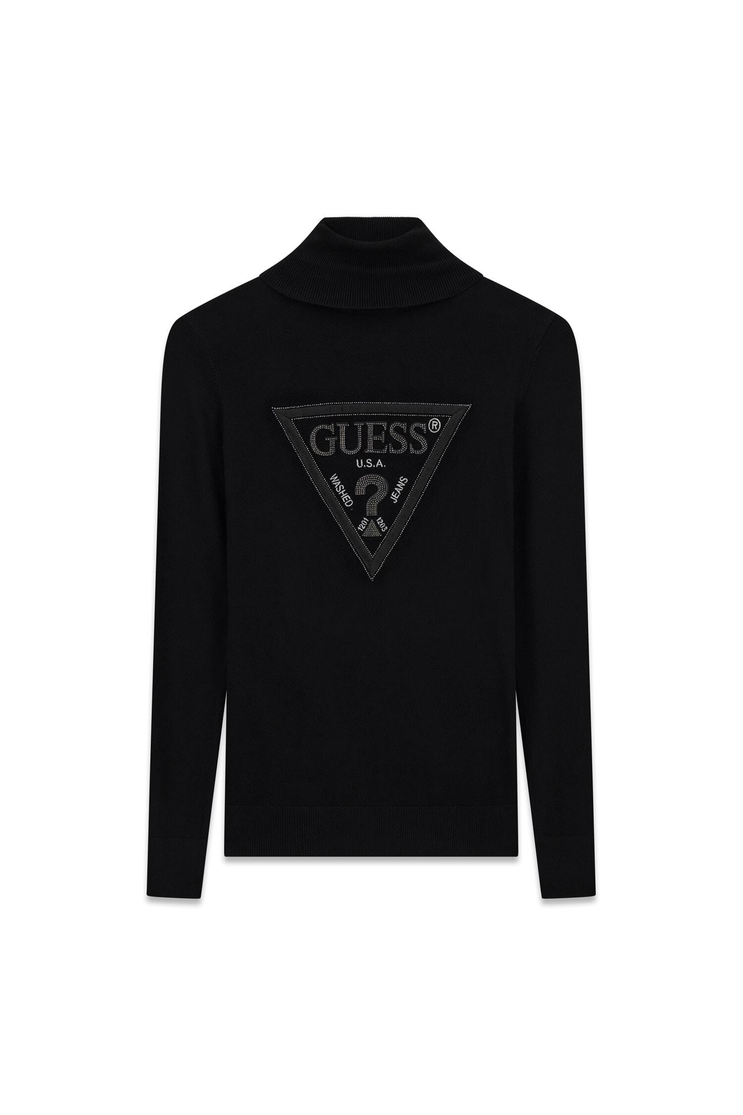 Guess Rollkragenpullover »LS TN HALLIE TRIANGLE LOGO SWT« aus Viskosemix, Dreiecks-Logo