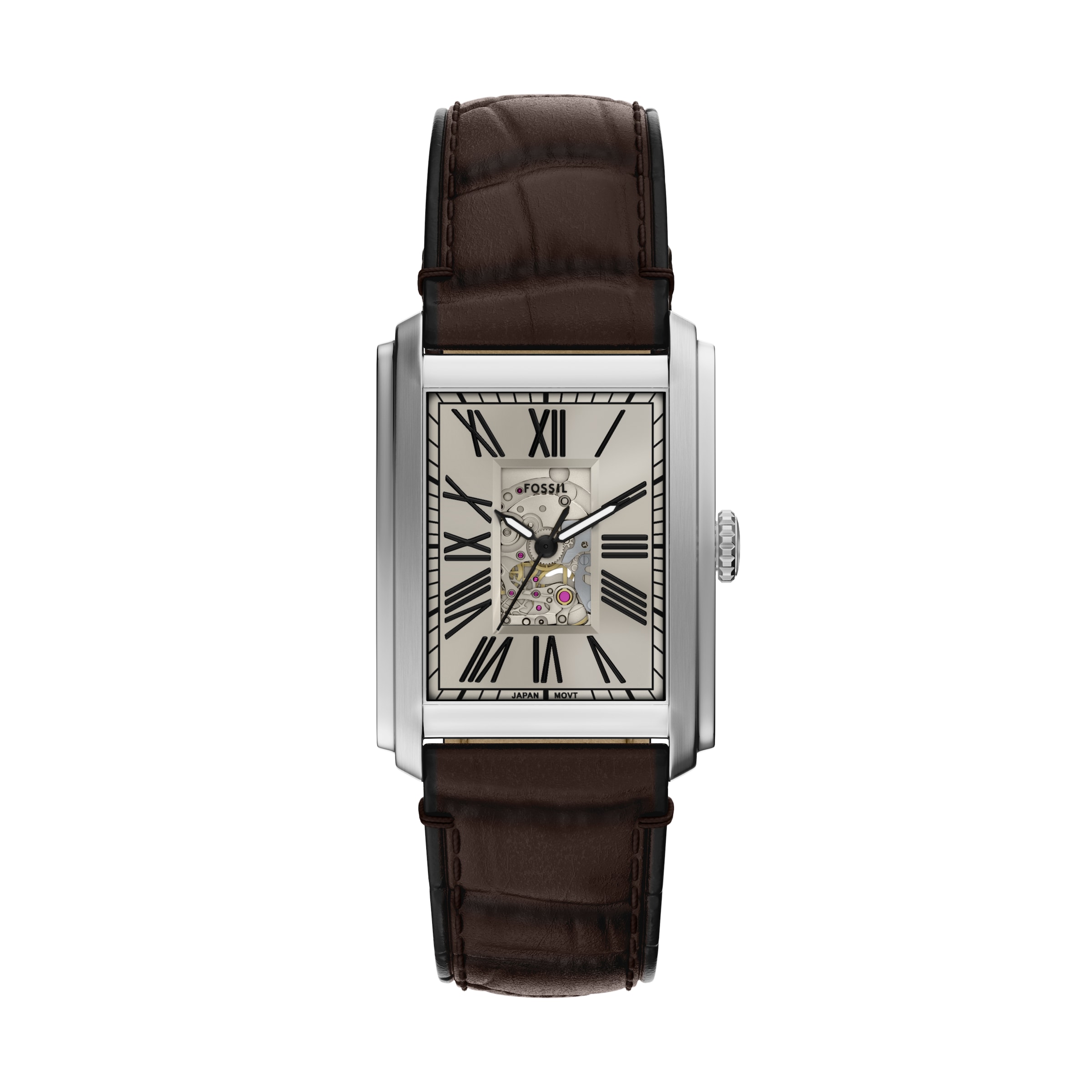 Fossil Automatikuhr »Carraway« Armbanduhr, Herrenuhr, Mechanische Uhr, Lederarmband, analog