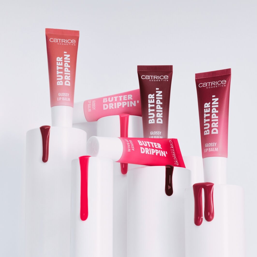 Catrice Lippenbalsam »Butter Drippin' Glossy Lip Balm«, (Set, 3 tlg.), Dezenter Farbakzent, geschmeidig, hochglänzend, spendet Feuchtigkeit.