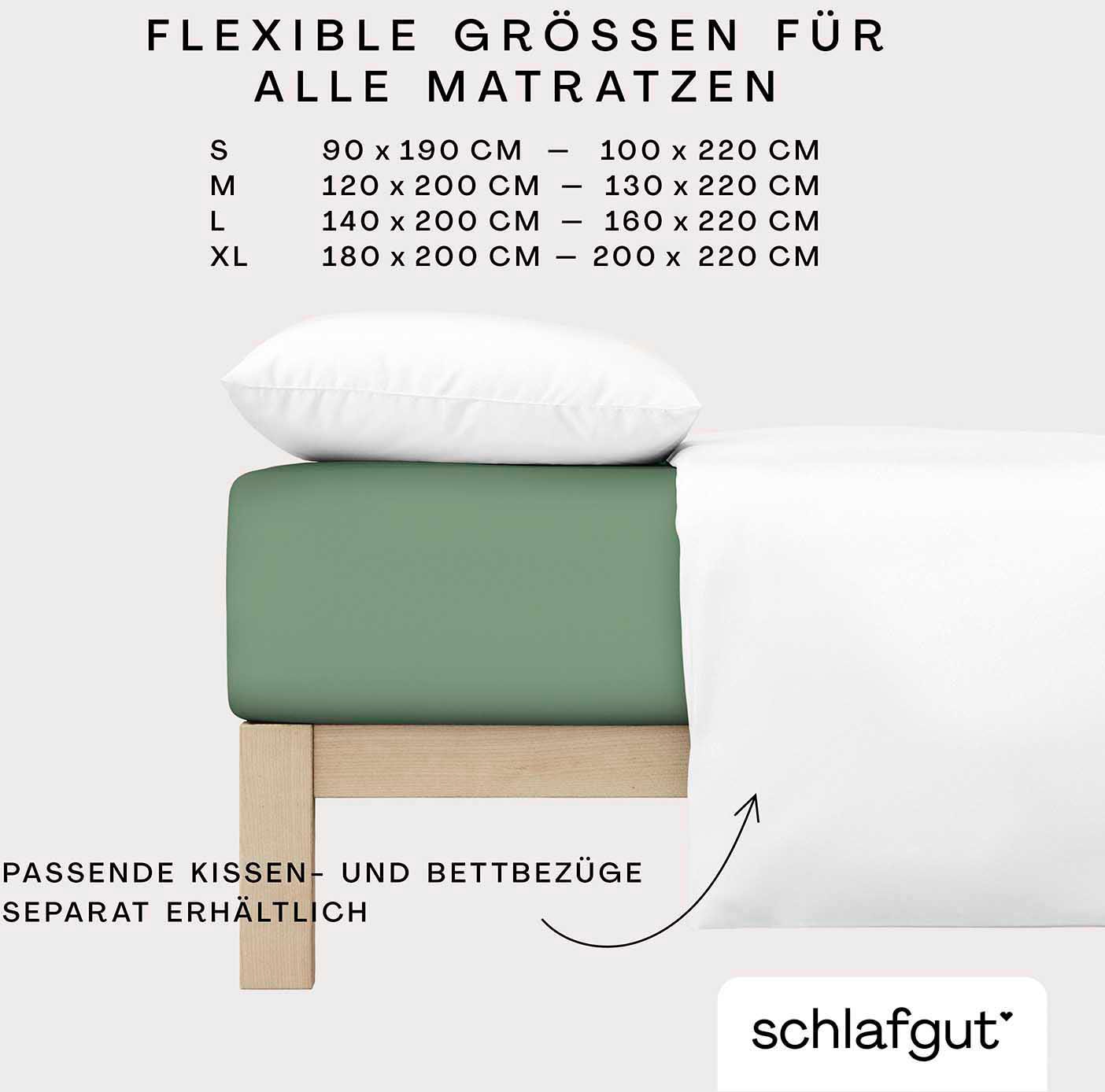 Schlafgut Spannbettlaken »PURE Bio-Baumwolle mit Elasthan, dehnbar blickdicht, straff, Bettlaken«, PREMIUM Laken für Matratzen bis 30cm Höhe, in 90x200, 140x200, 180x200