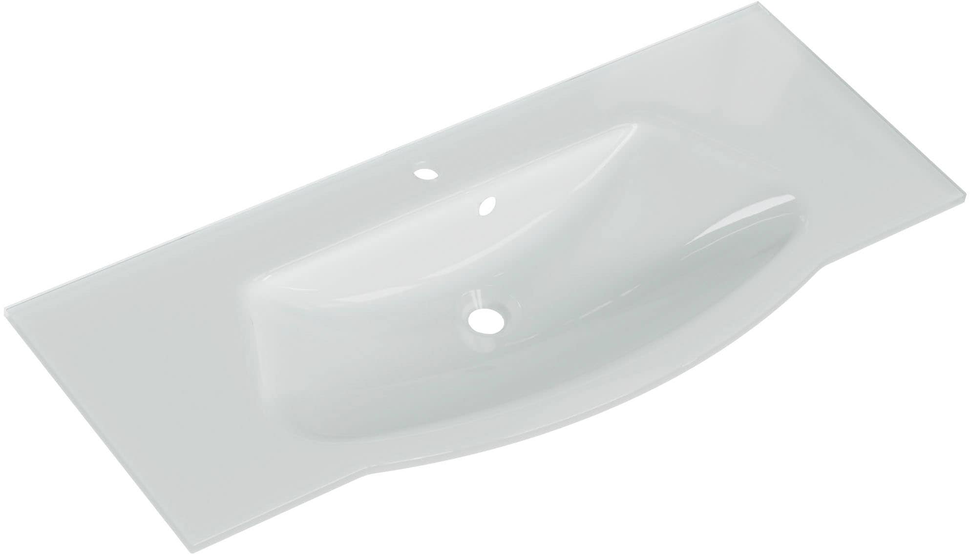 Saphir Badmöbel-Set »Serie 4005, vormontiert, Glaswaschbecken, Spiegelschrank«, (Set, 6 St.), Badezimmer-Set mit Unterschrank, Hängeschrank, Hochschrank, Türdämpfer