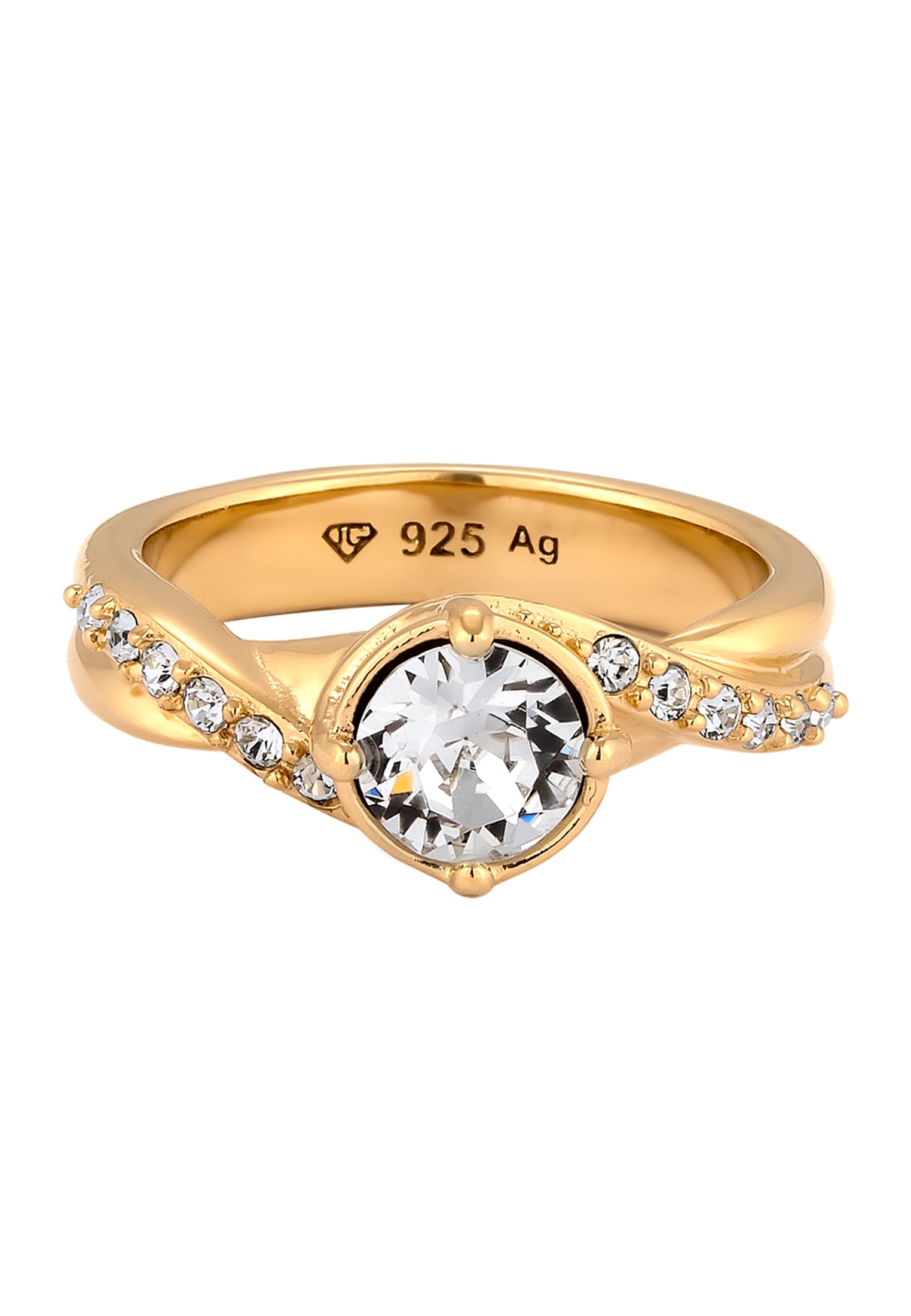 Elli Silberring »Ring Solitär Verlobungsring Glas Kristalle Weiß 925 Sterling Silber«