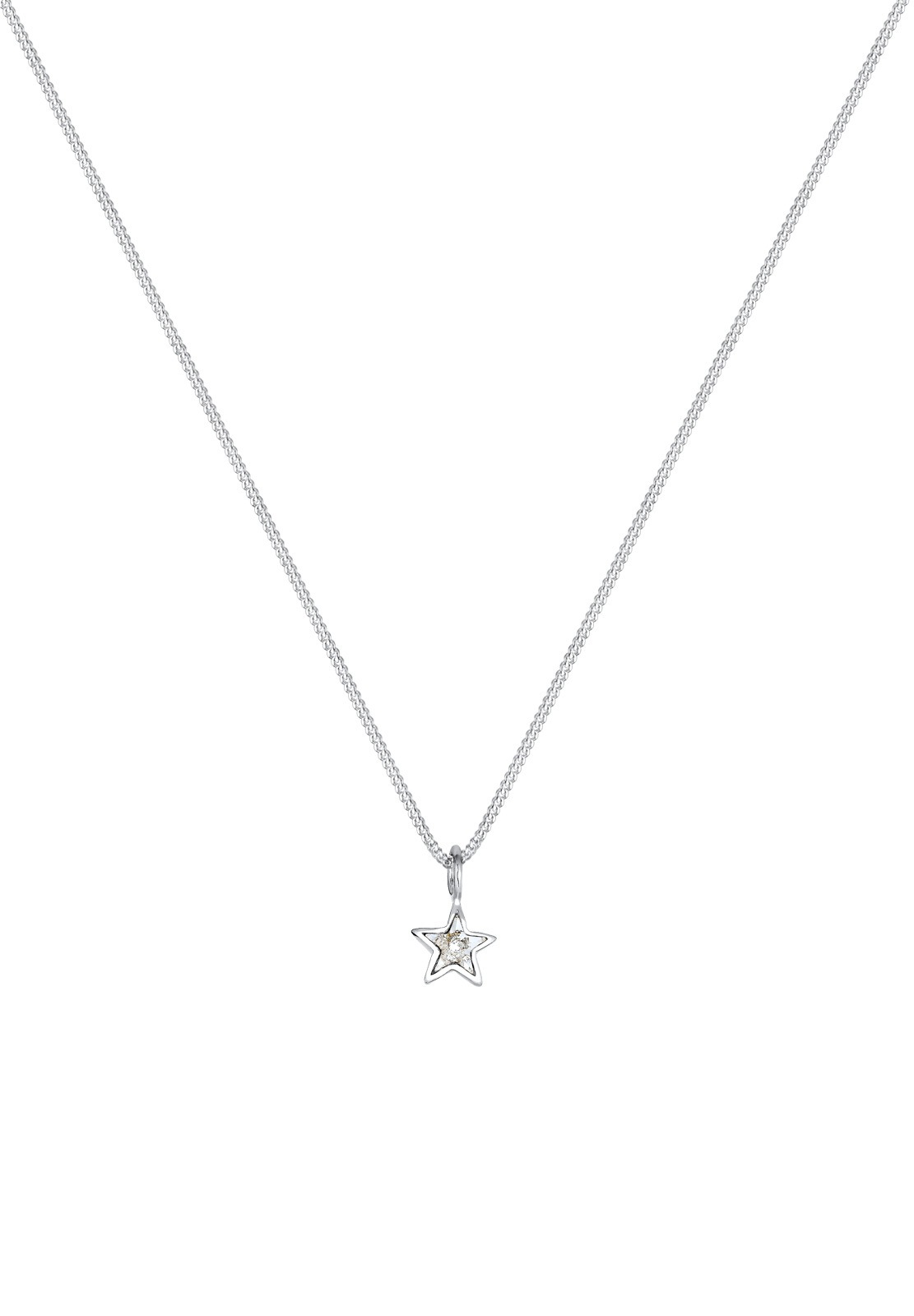 Elli Silberkette »Halskette Stern Astro Glas Kristalle Weiß 925 Sterling Silber«