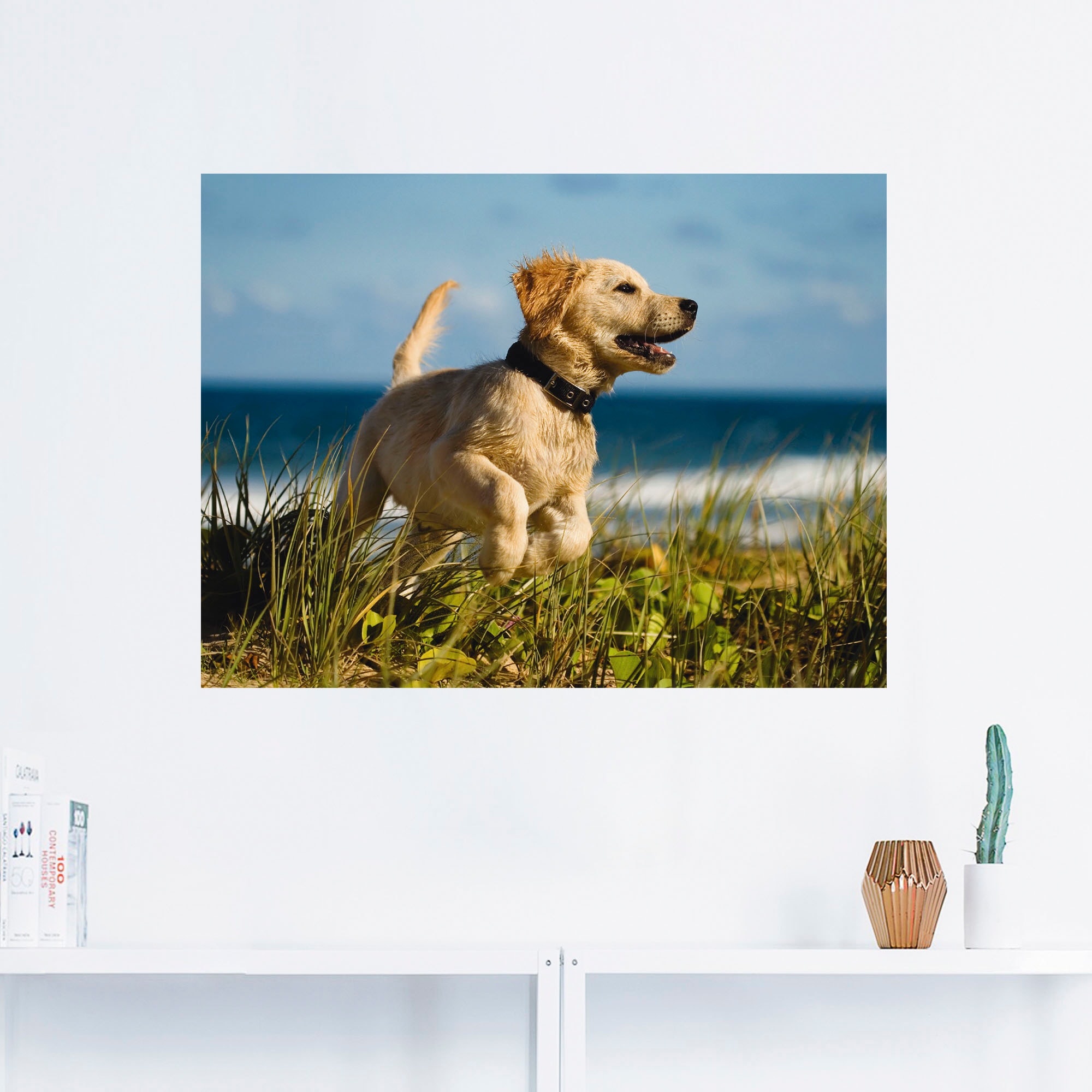 Artland Wandfolie »Hundebaby springt am Strand«, Haustiere, (1 St.), selbstklebend