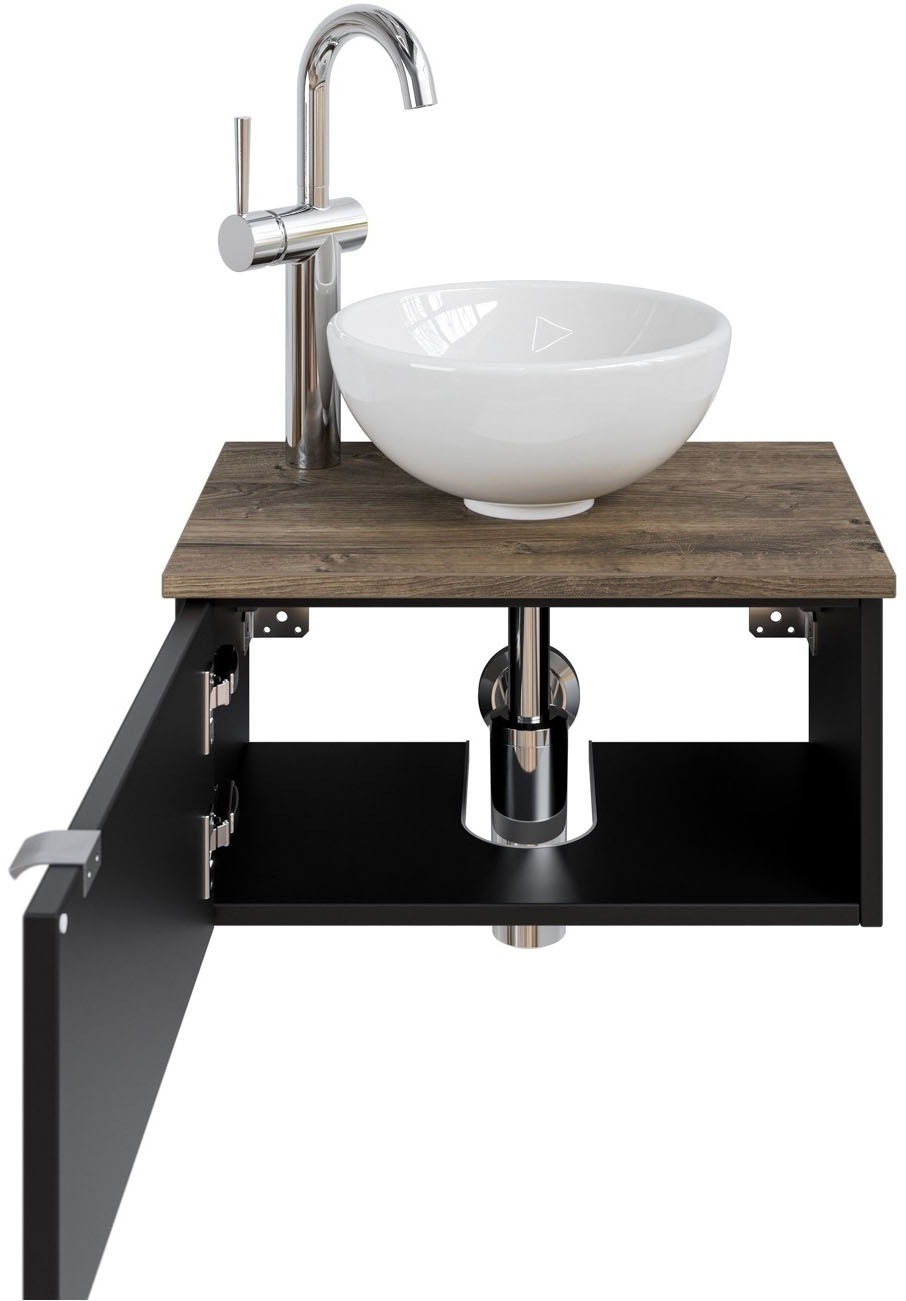 Saphir Waschtisch »Serie 6915 Waschschale mit Unterschrank für Gästebad, Gäste WC«, 51 cm mit Keramik-Aufsatzbecken und 1 Tür