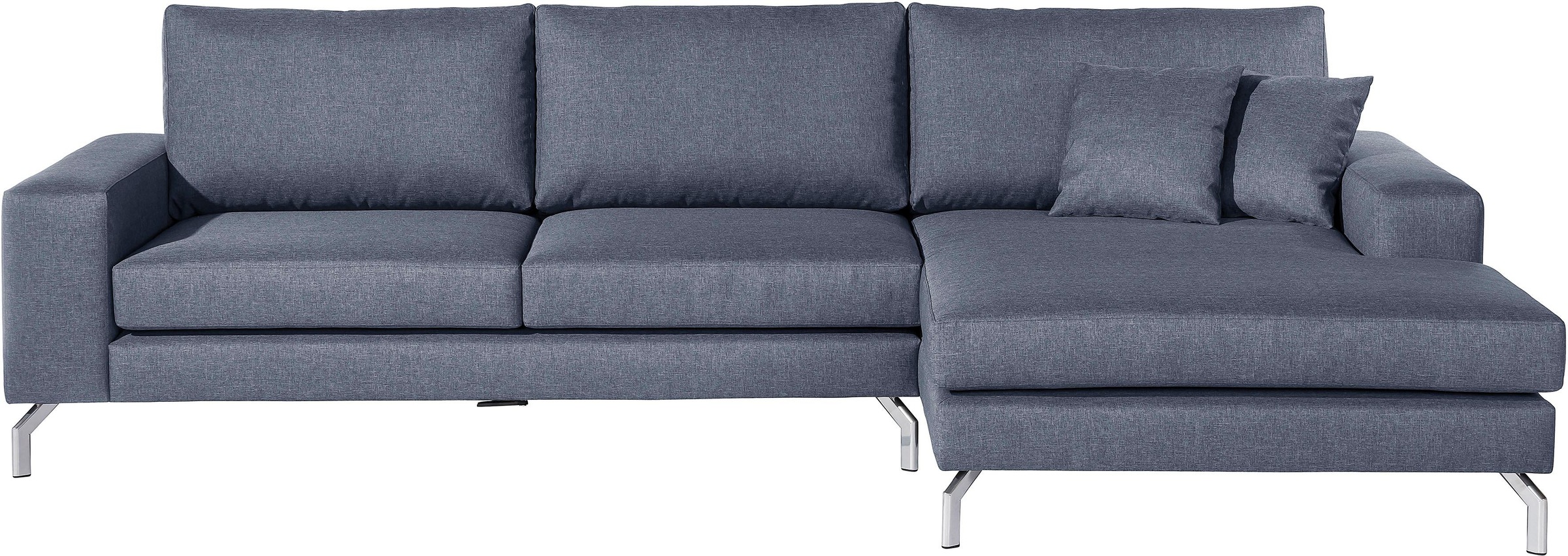 Max Winzer® Ecksofa »Flori Set inkl. Hocker, guter Sitzkomfort, aktuelles Design«, (Spar-Set, Ecksofa und Hocker), elegant mit abgewinkelten Chromfüßen, inklusive Zierkissen