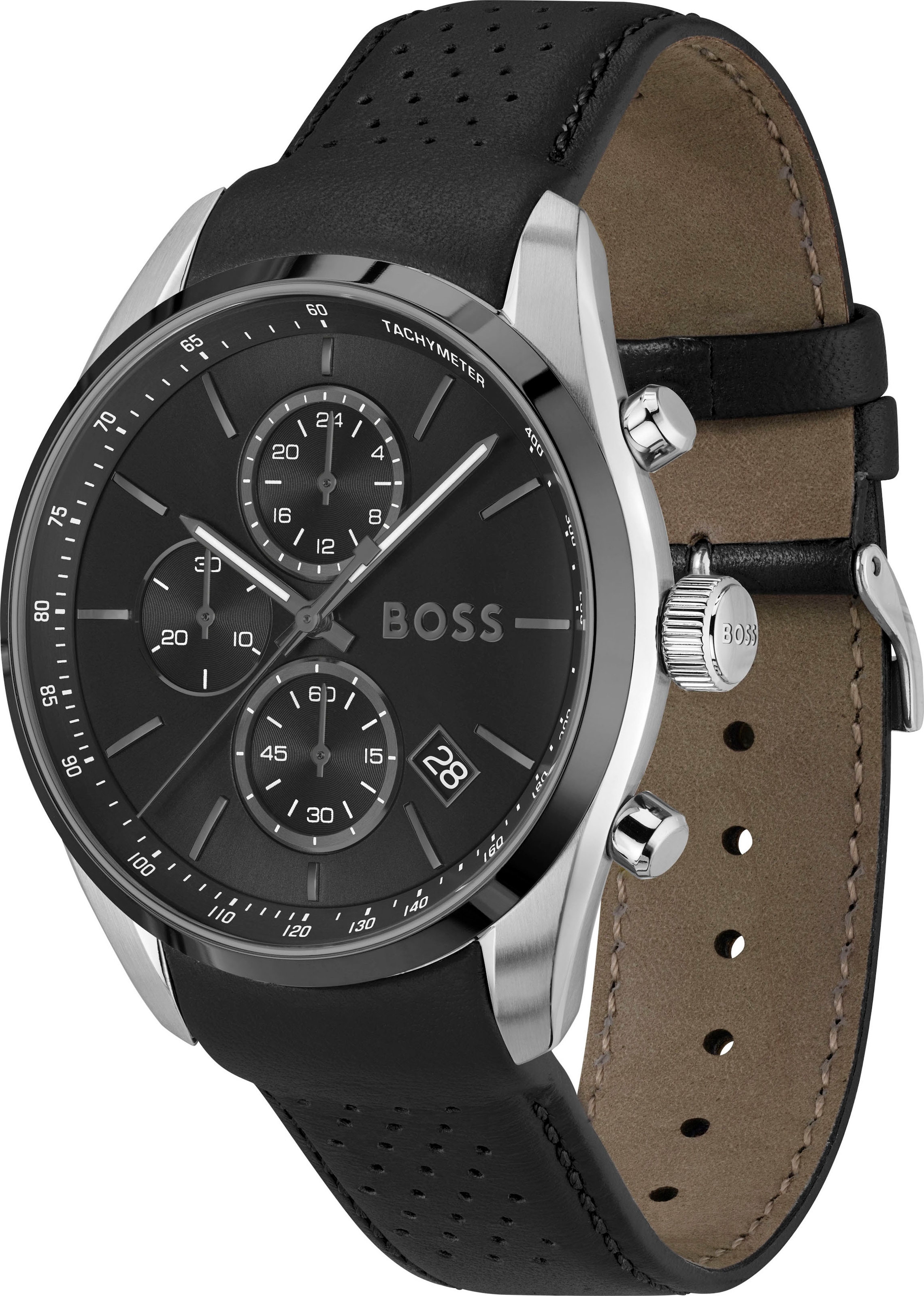 BOSS Quarzuhr »GRAND PRIX 44«, Quarzuhr, Armbanduhr, Herrenuhr, Lederarmband, analog, Tag