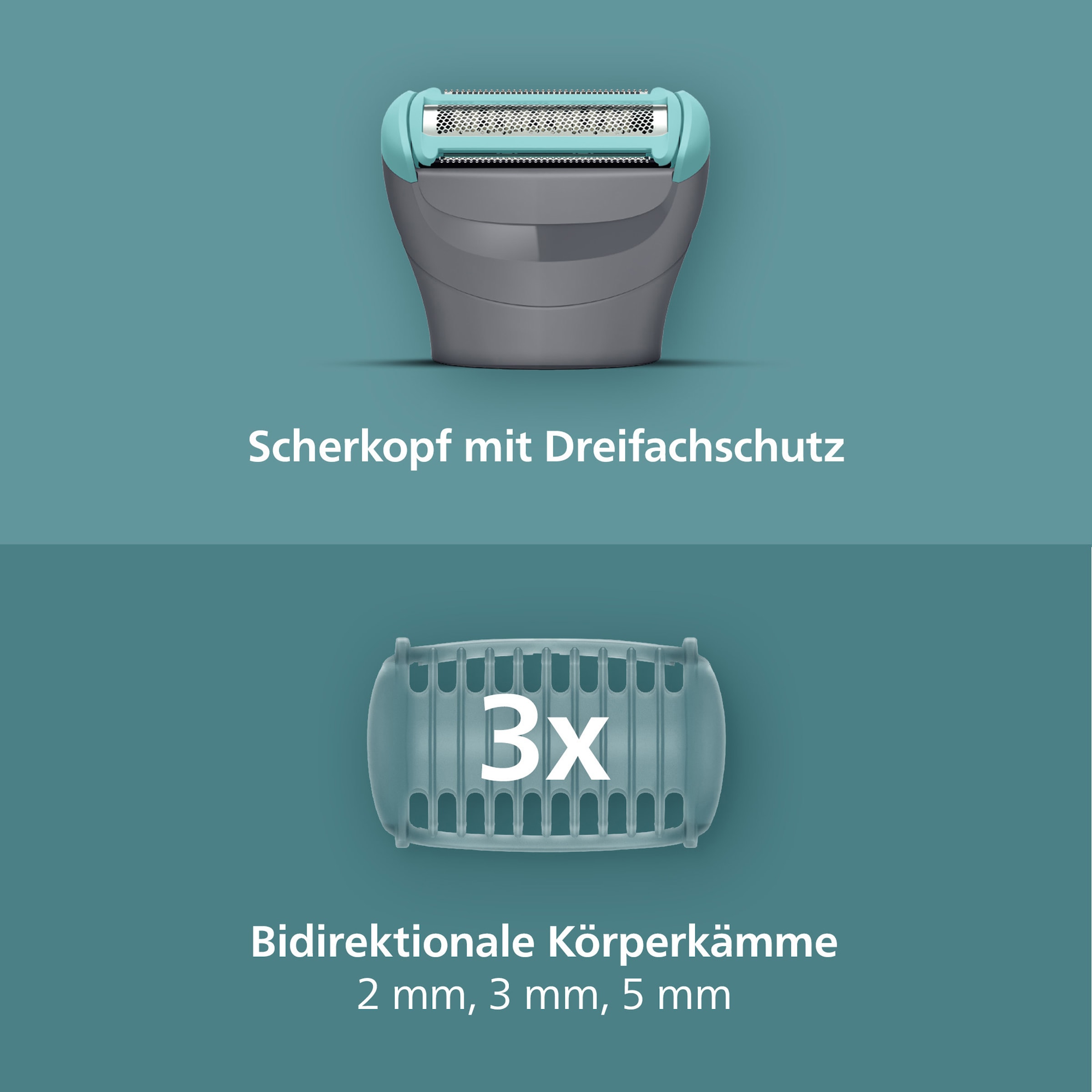 Philips Elektrokörperrasierer »Serie 3000 BG3485/15«, 3 St. Aufsätze, mit Triple Protect-Rasiersystem, wasserfest, inkl. Aufbewahrungstasche