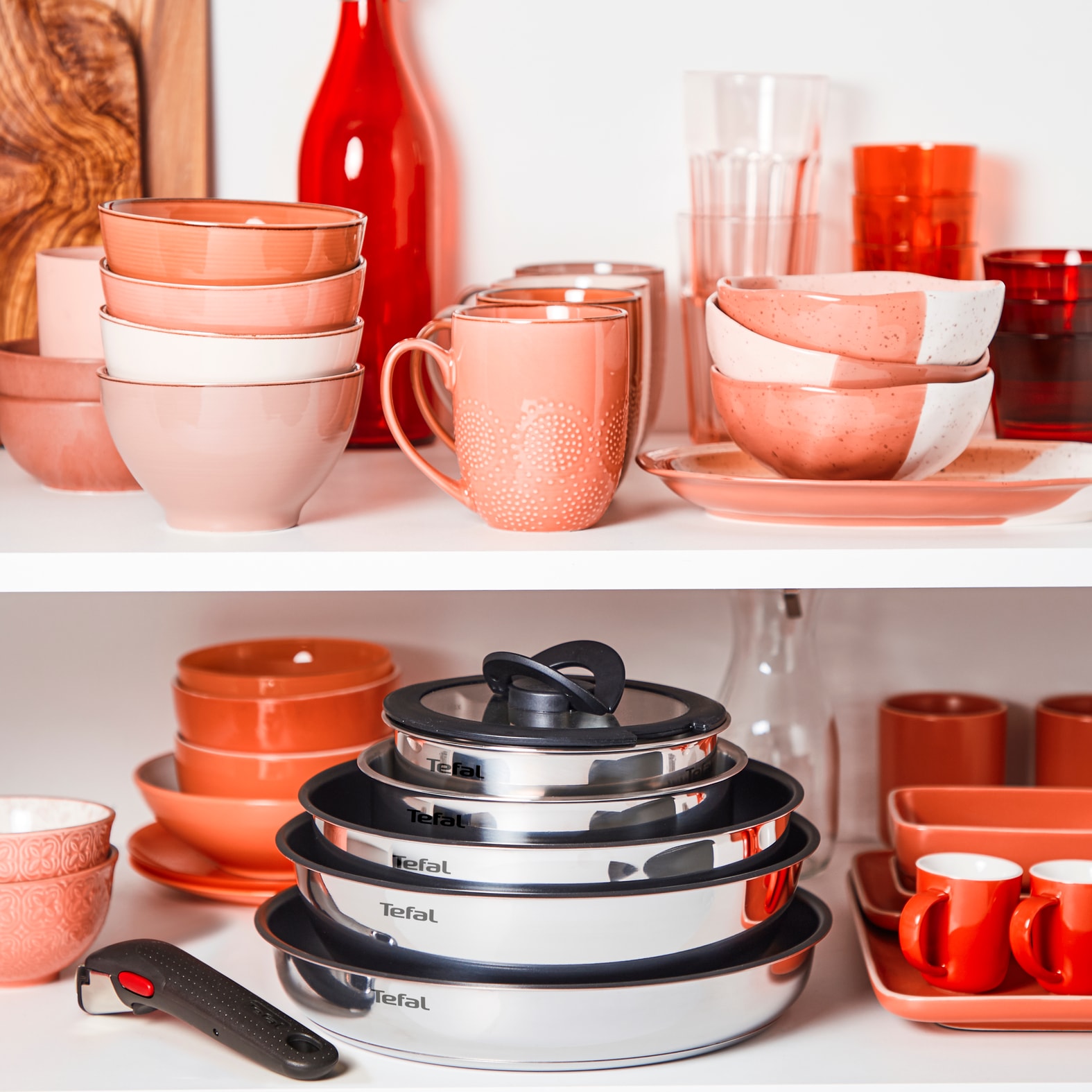 Tefal Topf-Set »Ingenio Emotion«, Edelstahl, (Set, 13 tlg.), Premium Edelstahl, abnehmbarer Griff, platzsparend, stapelbar