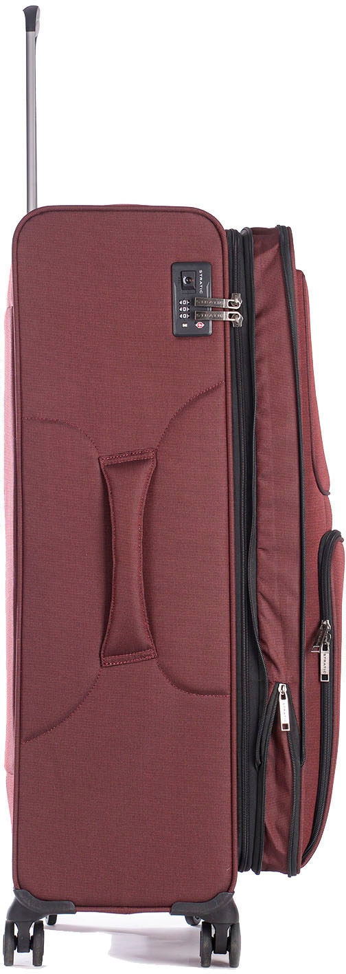Stratic Weichgepäck-Trolley »Bendigo Light + L, redwine«, 4 Rollen, Reisekoffer großer Koffer Aufgabegepäck TSA-Zahlenschloss