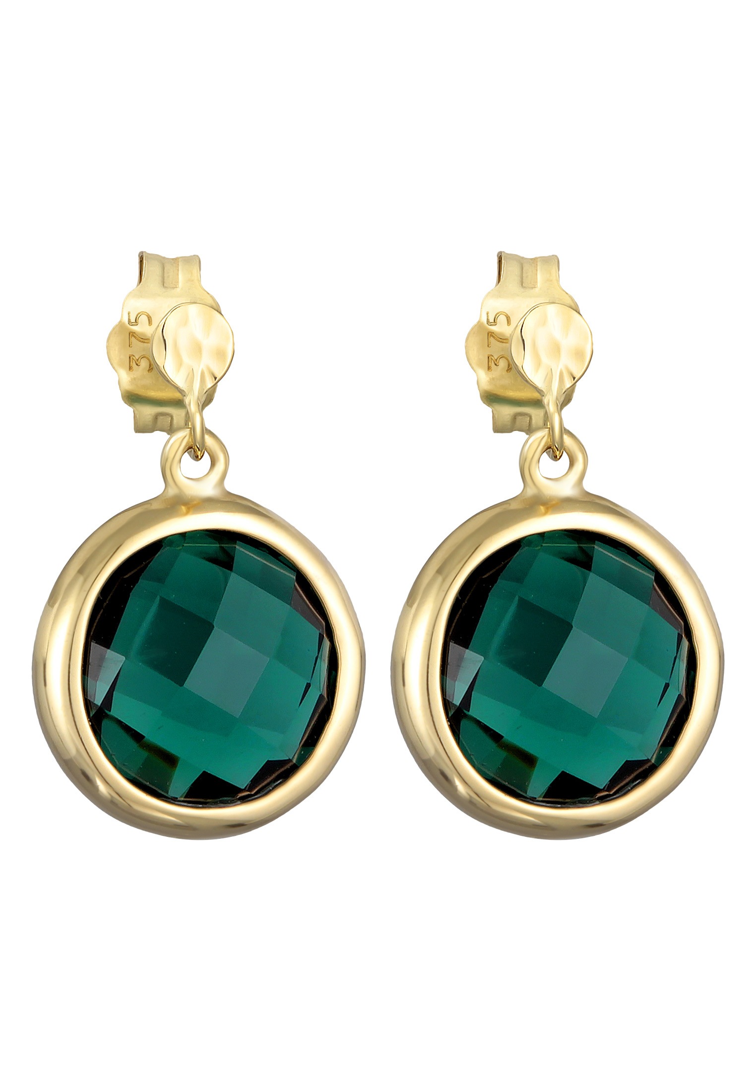 Elli Premium Paar Ohrstecker »Ohrringe Quarz Green Edelstein Ohrstecker 375 Gelbgold«